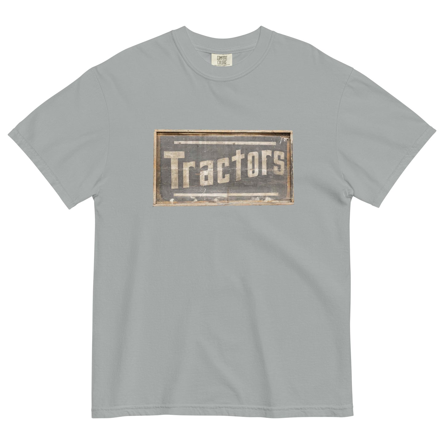 Retro Tractors Sign Wood Style Unisex garment-dyed heavyweight t-shirt