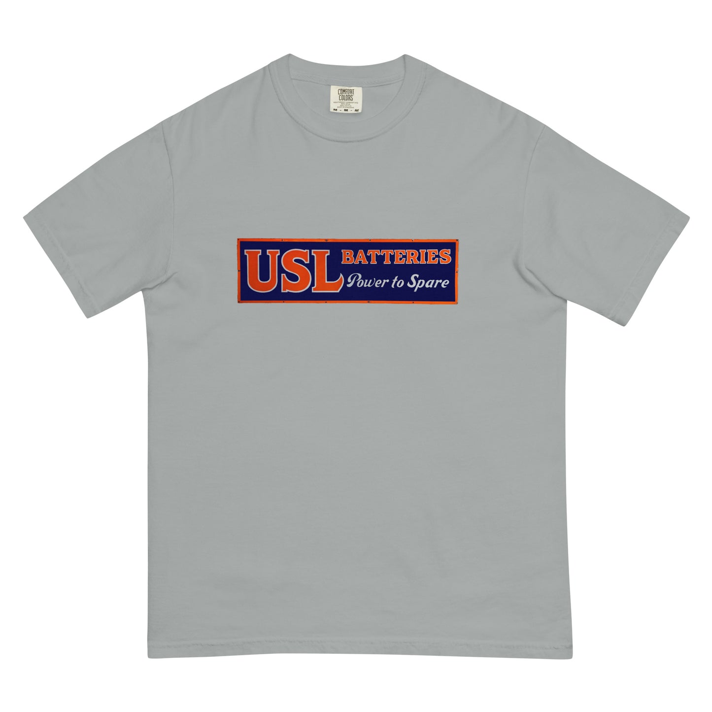 Retro USL Battery Tin Style Unisex garment-dyed heavyweight t-shirt