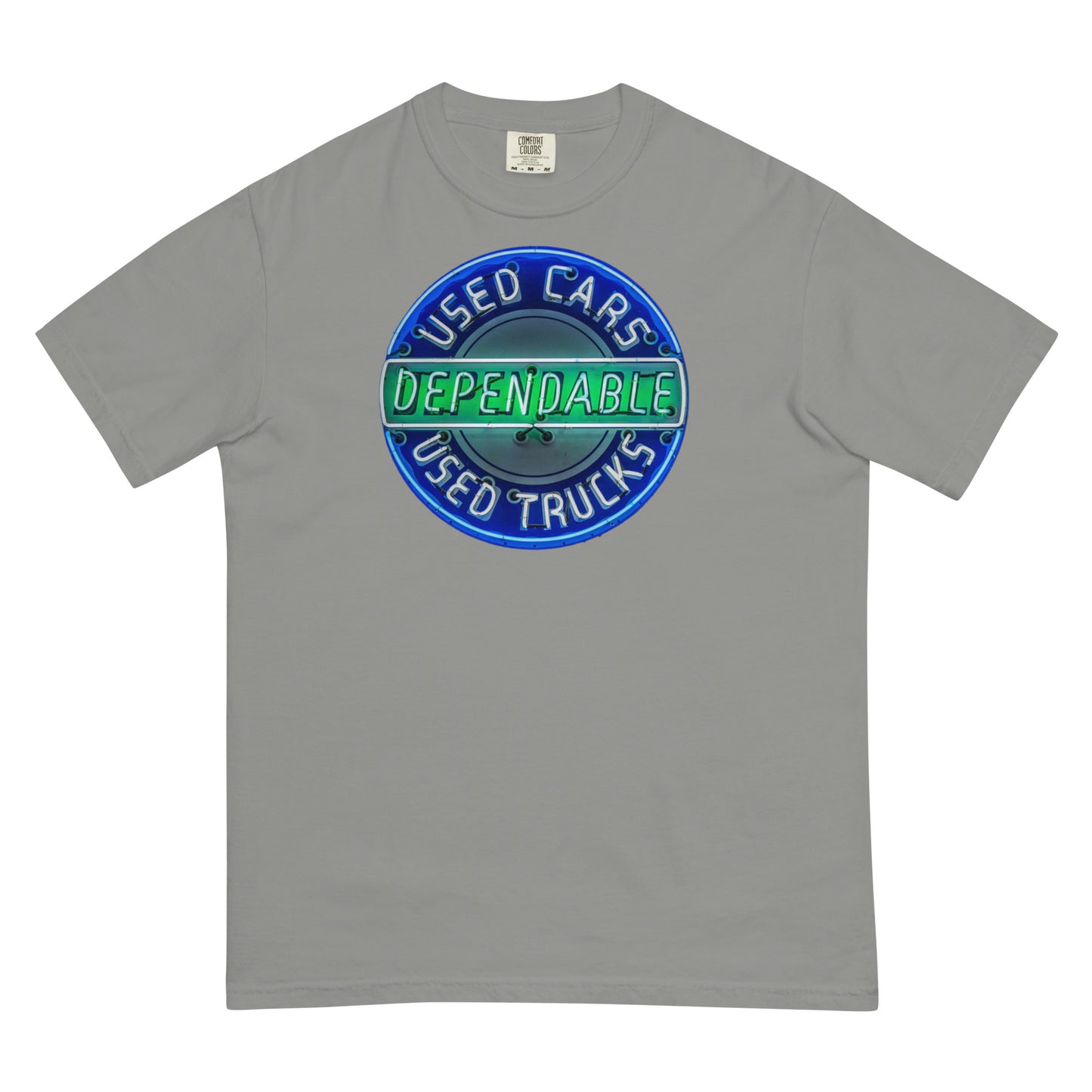 Retro Dependable Used Cars Neon Design Unisex garment-dyed heavyweight t-shirt
