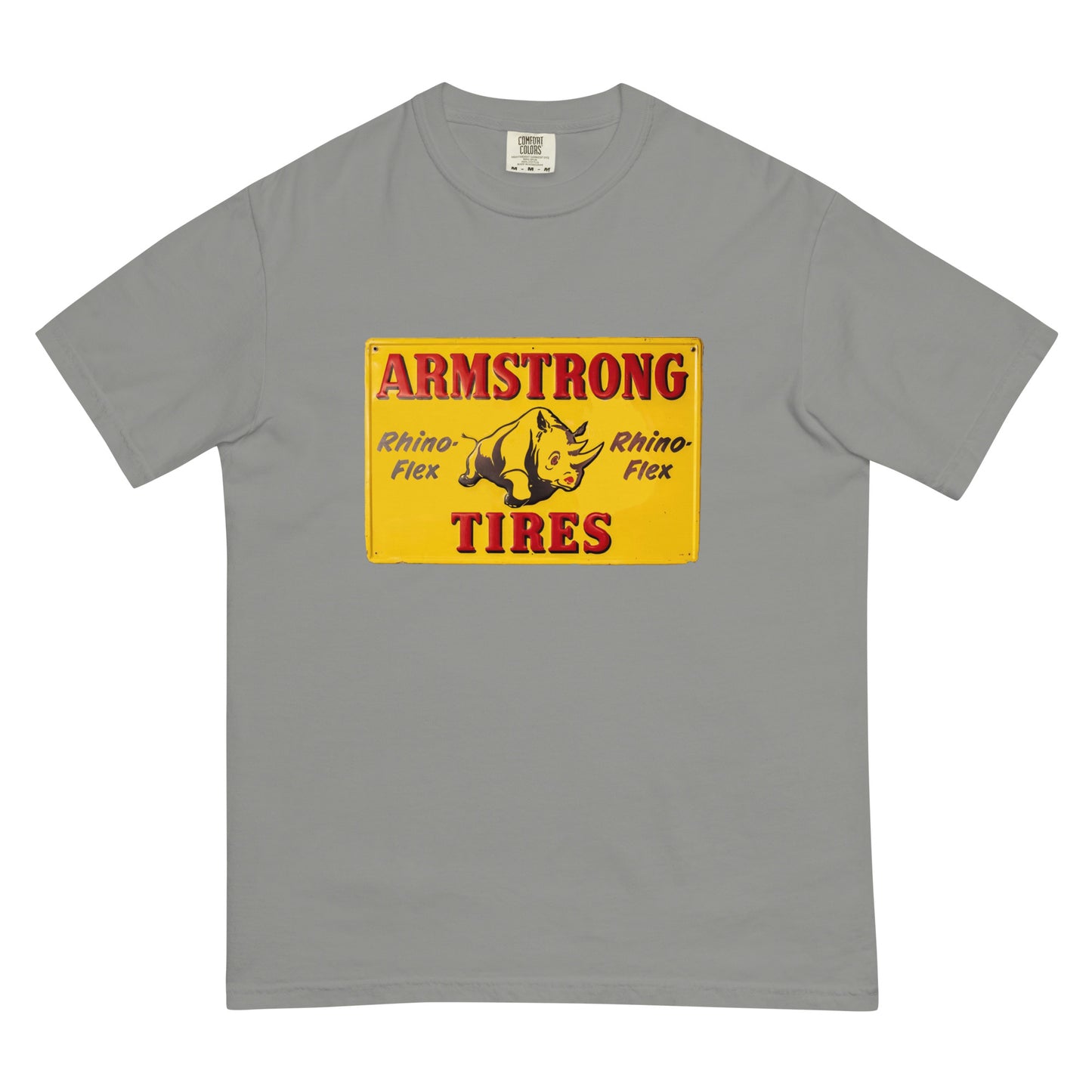 Retro Rhino Tire Sign Tin Style Unisex garment-dyed heavyweight t-shirt