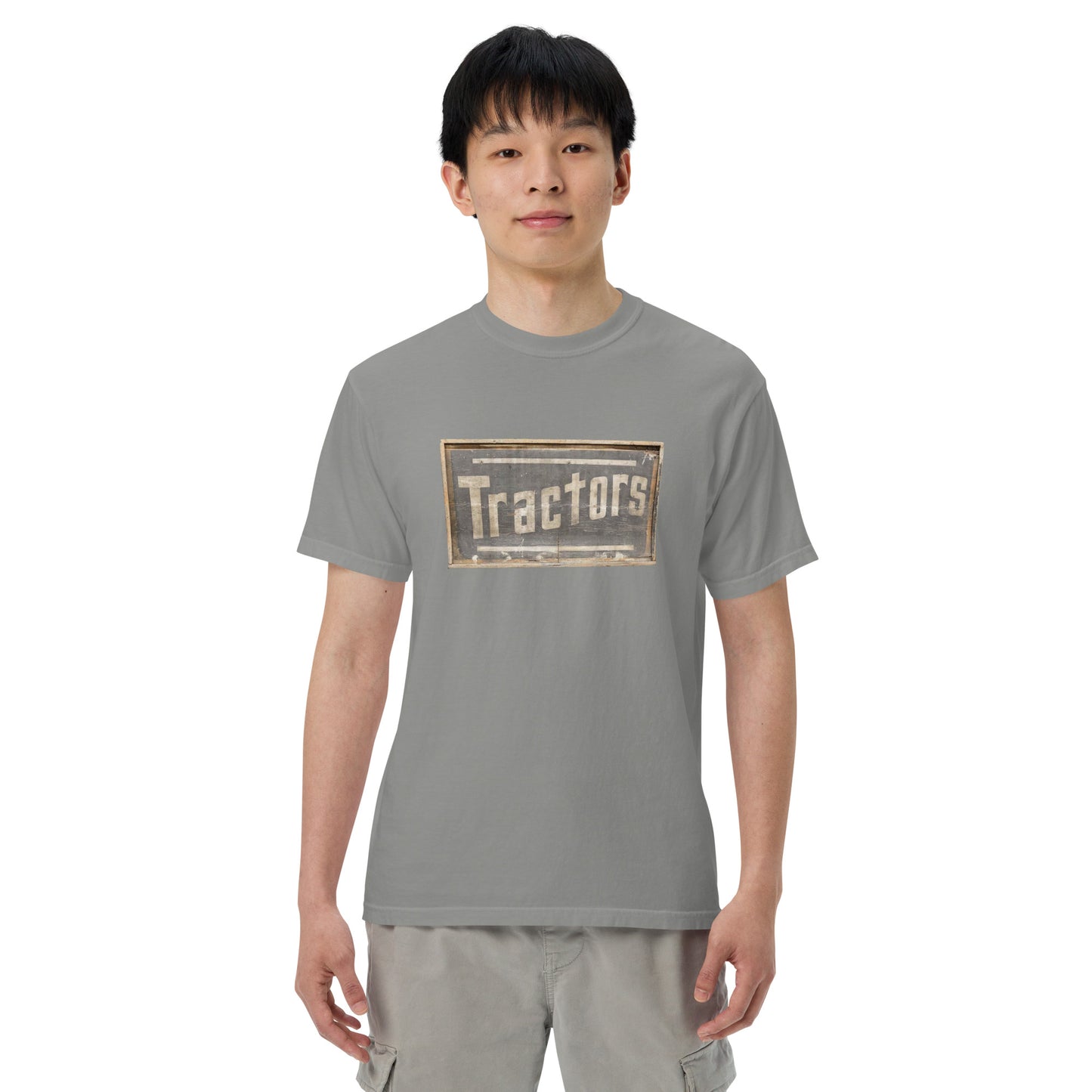 Retro Tractors Sign Wood Style Unisex garment-dyed heavyweight t-shirt