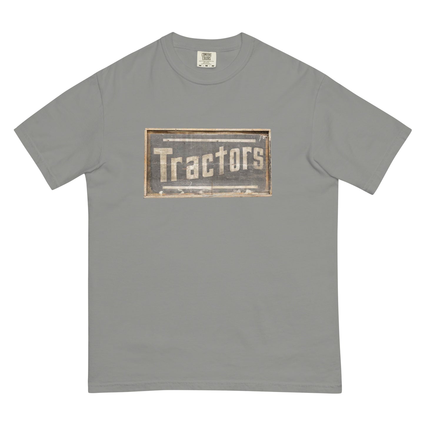 Retro Tractors Sign Wood Style Unisex garment-dyed heavyweight t-shirt