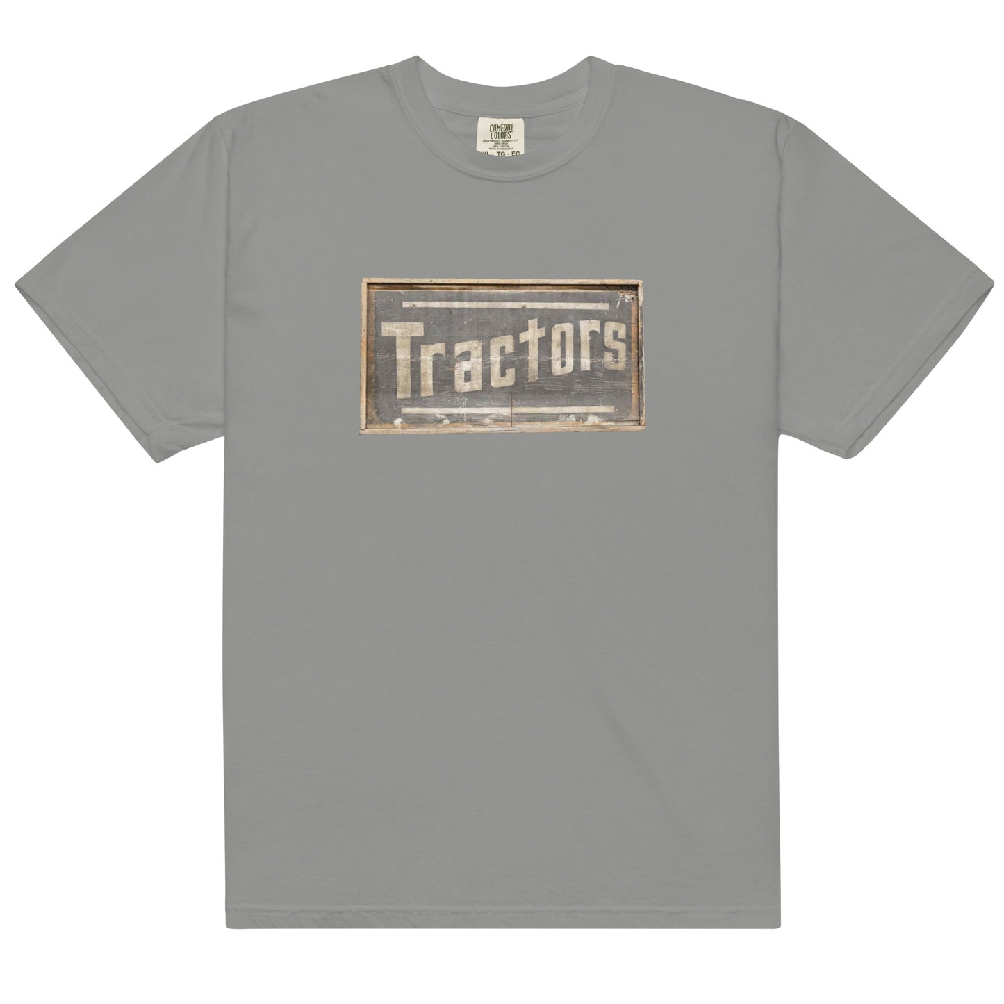 Retro Tractors Sign Wood Style Unisex garment-dyed heavyweight t-shirt