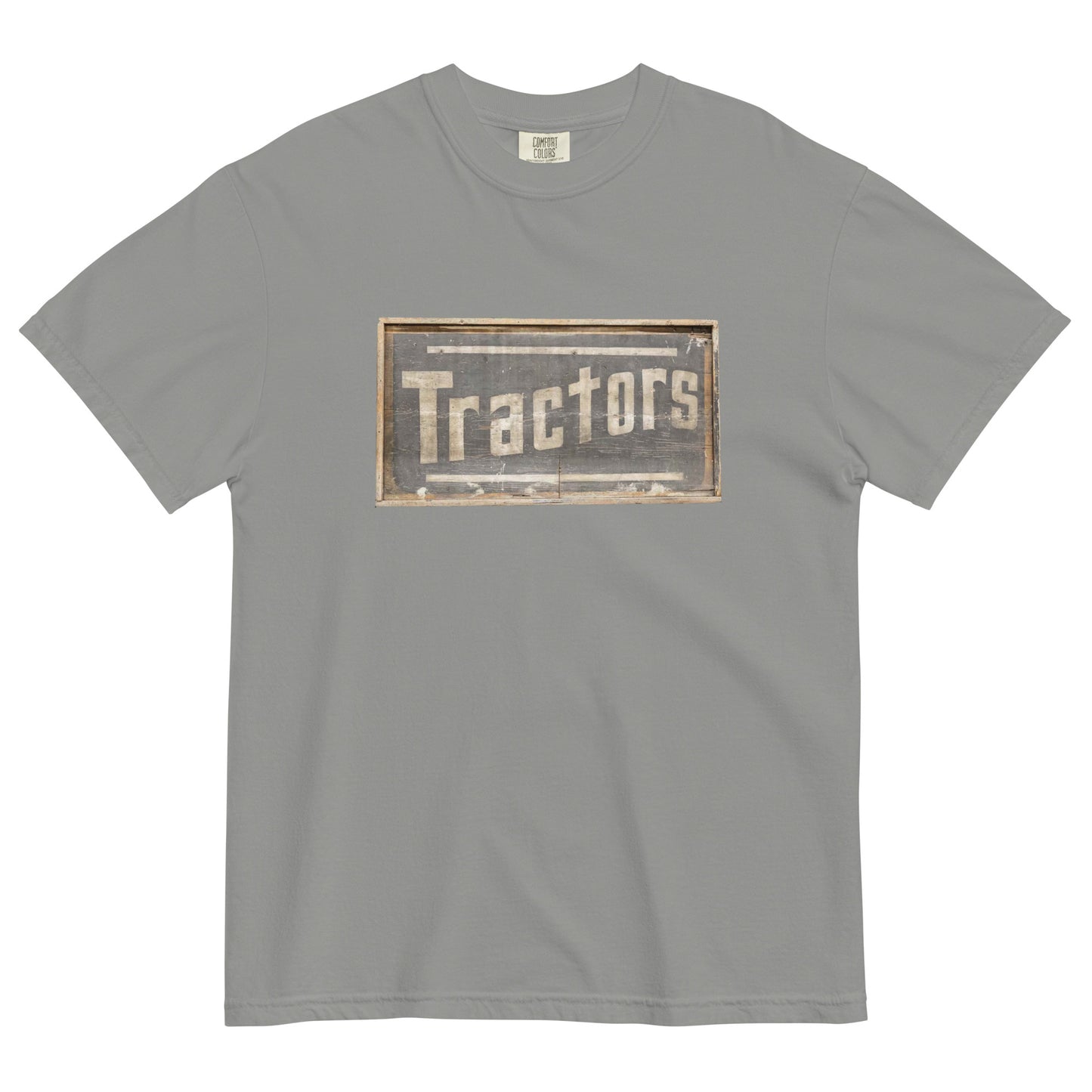 Retro Tractors Sign Wood Style Unisex garment-dyed heavyweight t-shirt