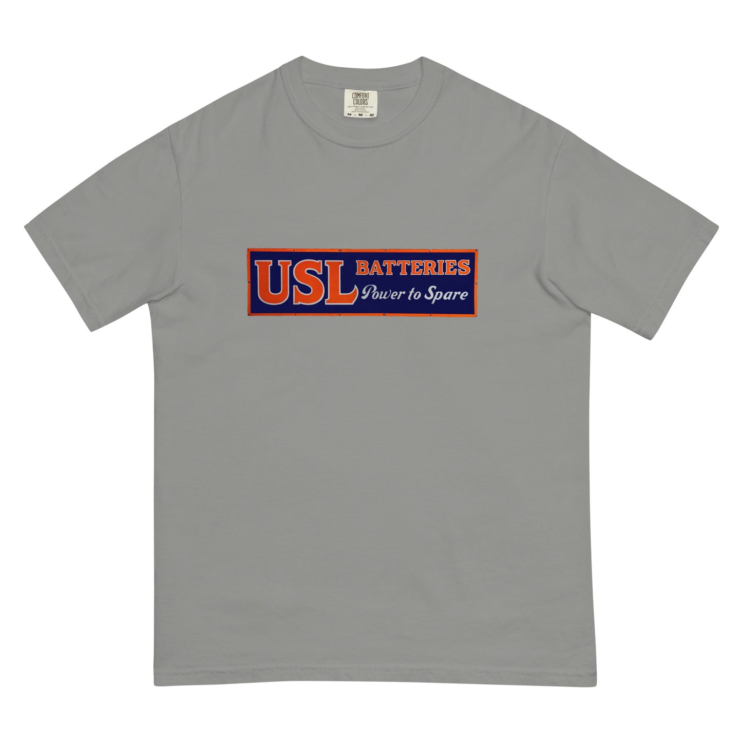 Retro USL Battery Tin Style Unisex garment-dyed heavyweight t-shirt