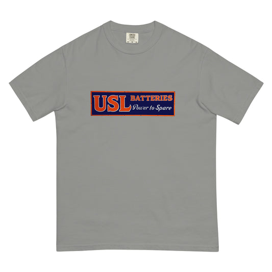 Retro USL Battery Tin Style Unisex garment-dyed heavyweight t-shirt