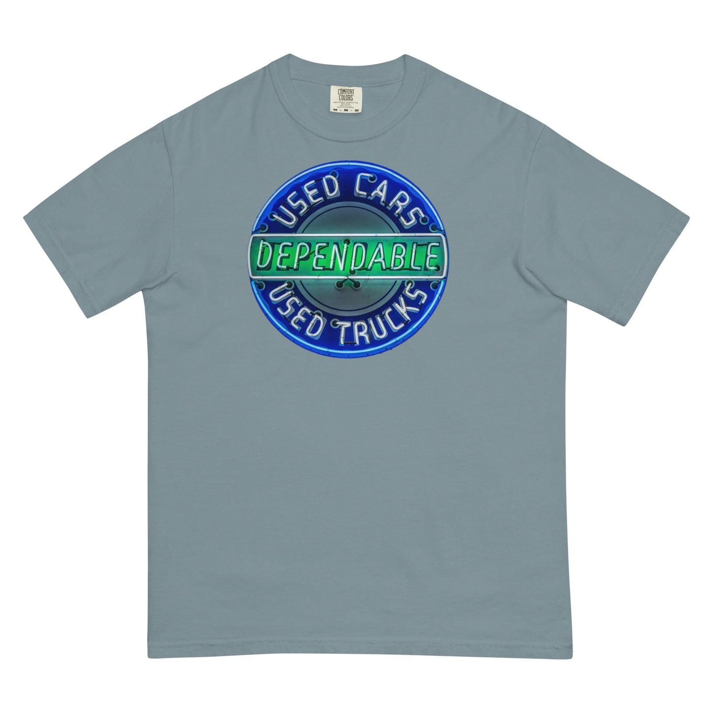 Retro Dependable Used Cars Neon Design Unisex garment-dyed heavyweight t-shirt