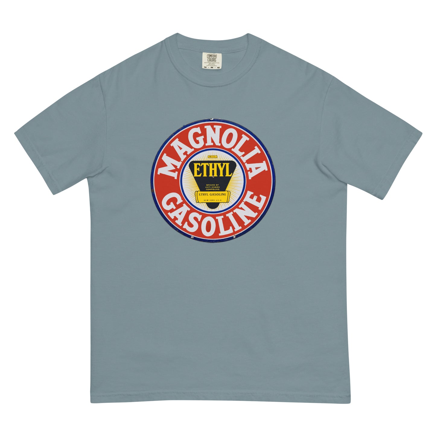 Retro Tin Gas Sign Magnolia Unisex garment-dyed heavyweight t-shirt