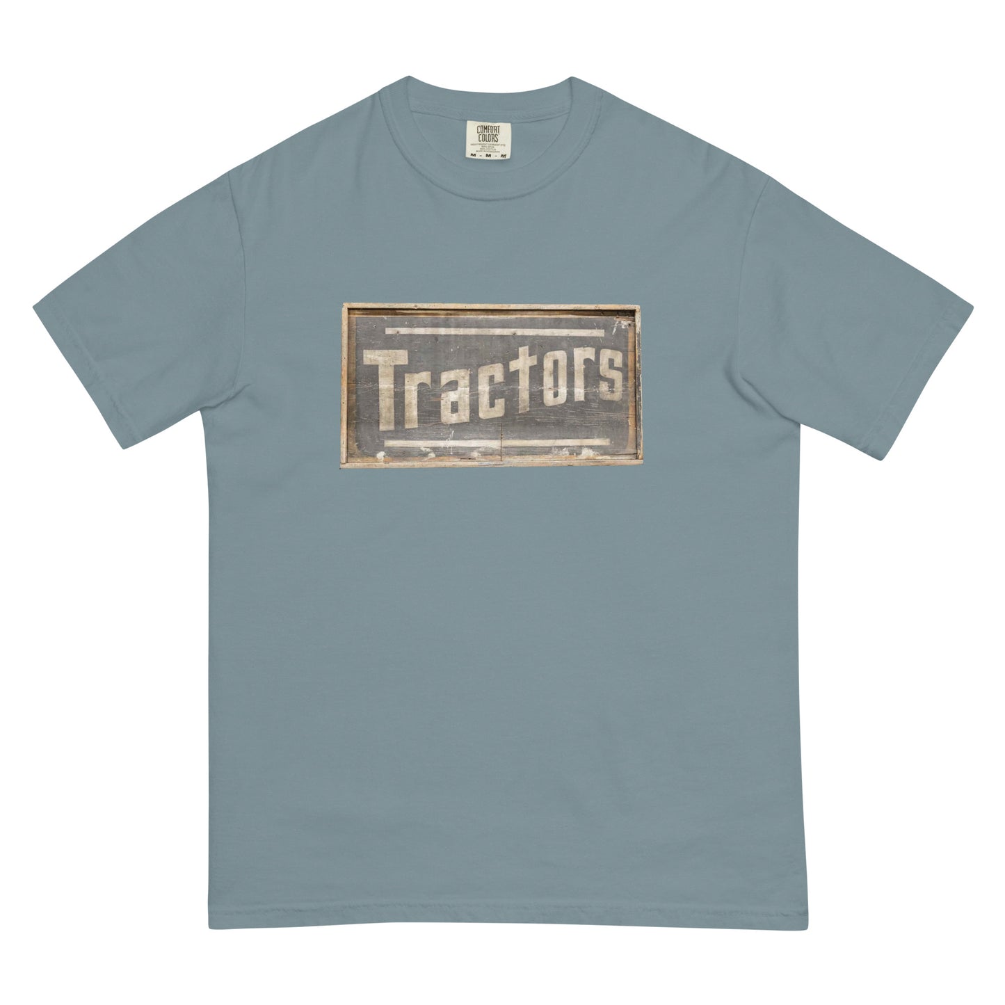 Retro Tractors Sign Wood Style Unisex garment-dyed heavyweight t-shirt