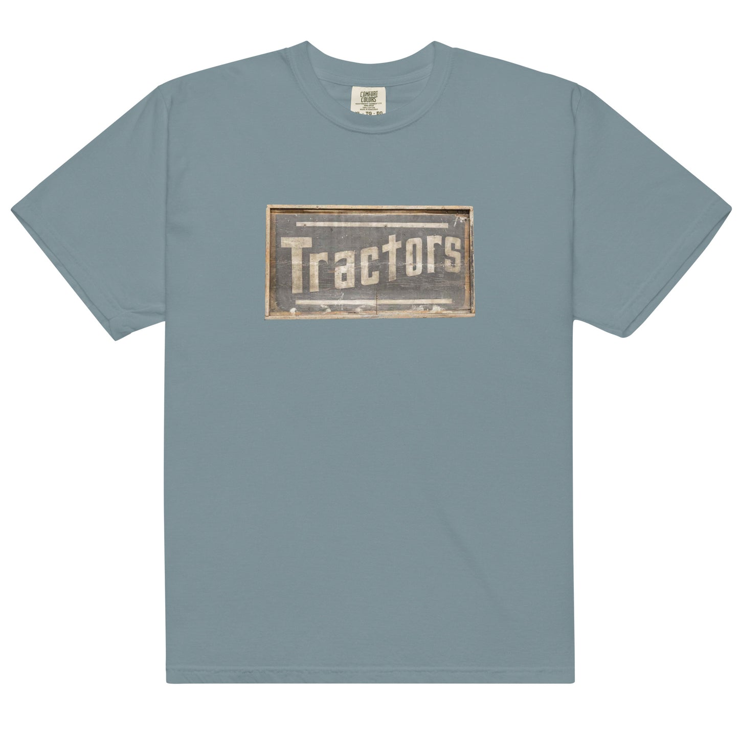 Retro Tractors Sign Wood Style Unisex garment-dyed heavyweight t-shirt