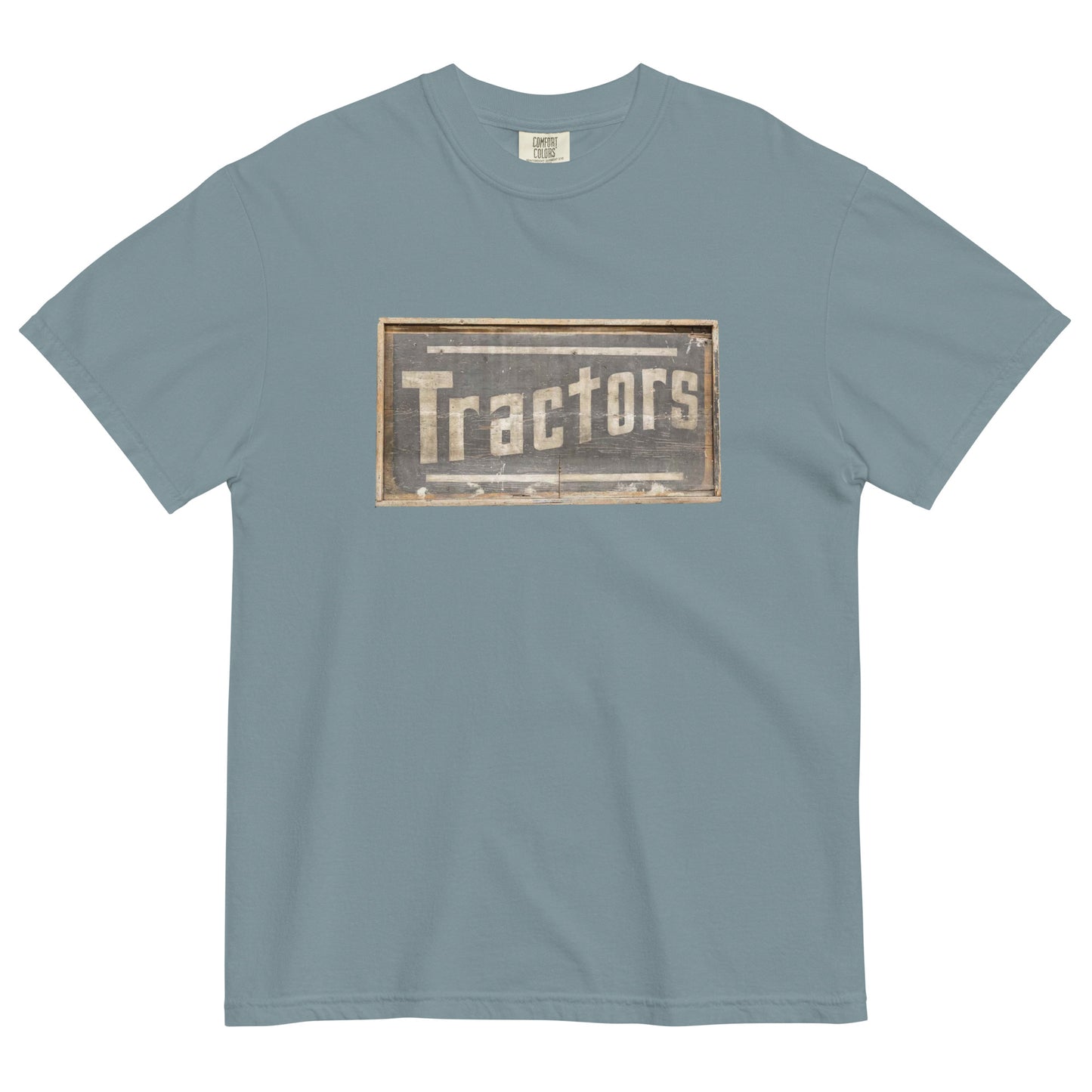 Retro Tractors Sign Wood Style Unisex garment-dyed heavyweight t-shirt