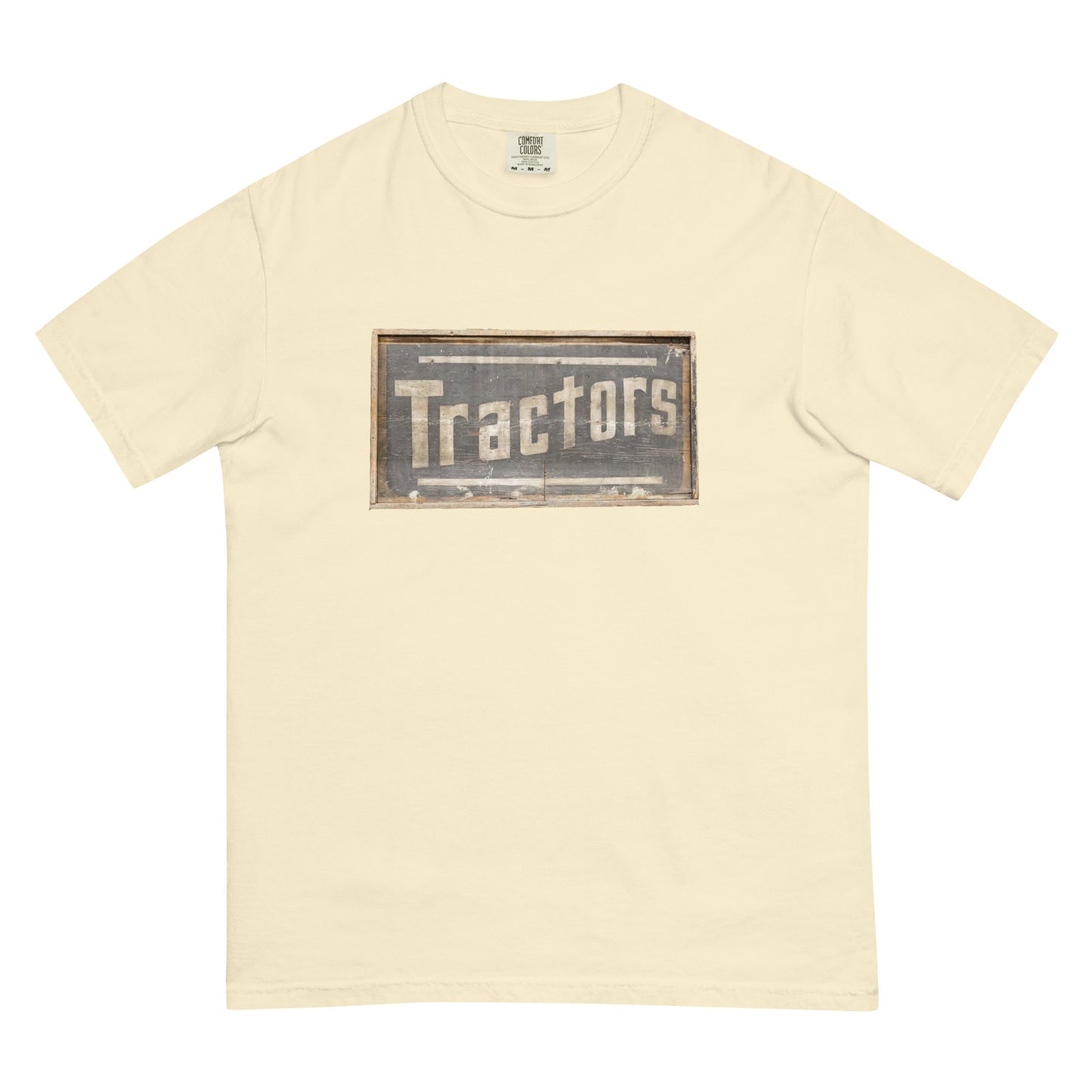 Retro Tractors Sign Wood Style Unisex garment-dyed heavyweight t-shirt