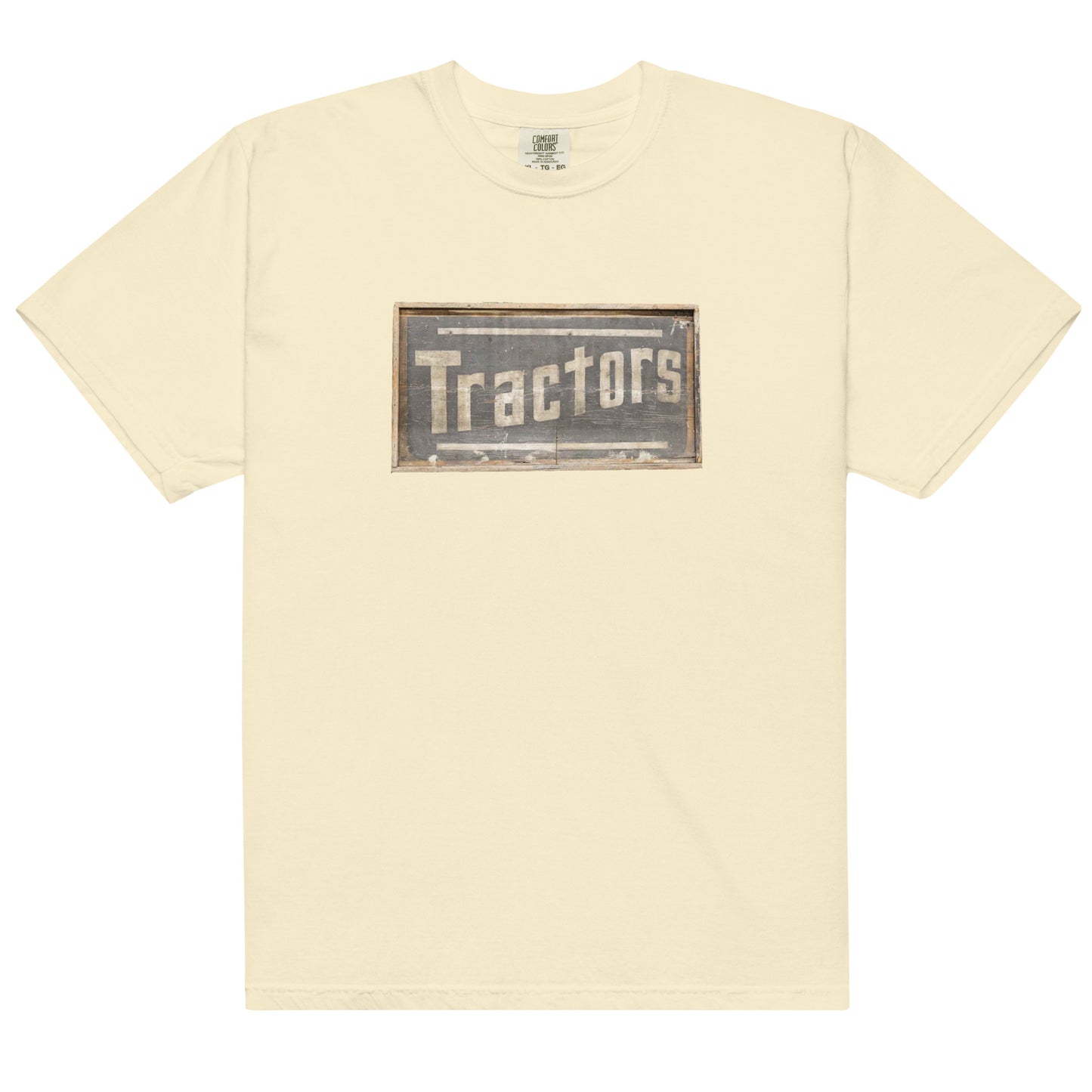 Retro Tractors Sign Wood Style Unisex garment-dyed heavyweight t-shirt