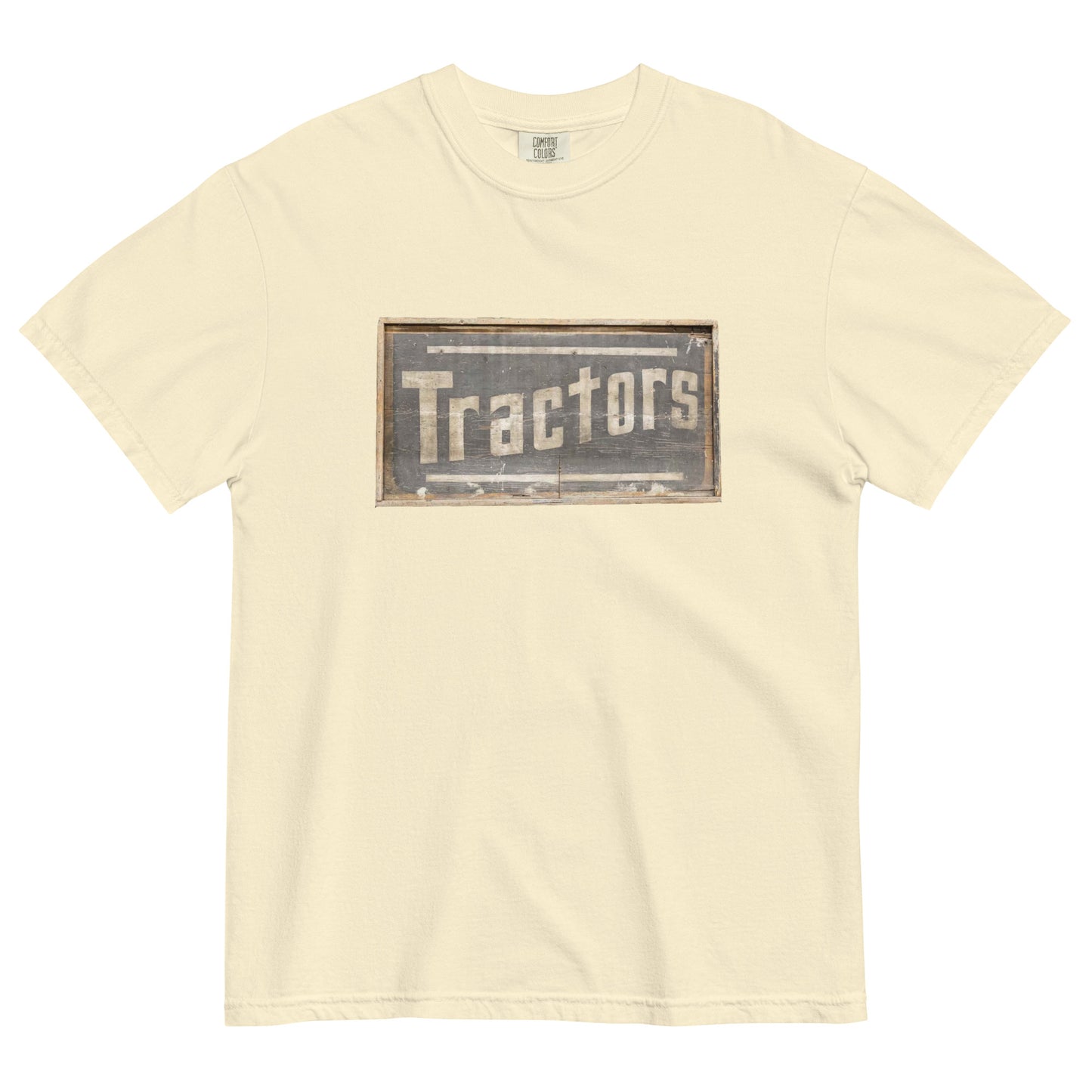 Retro Tractors Sign Wood Style Unisex garment-dyed heavyweight t-shirt