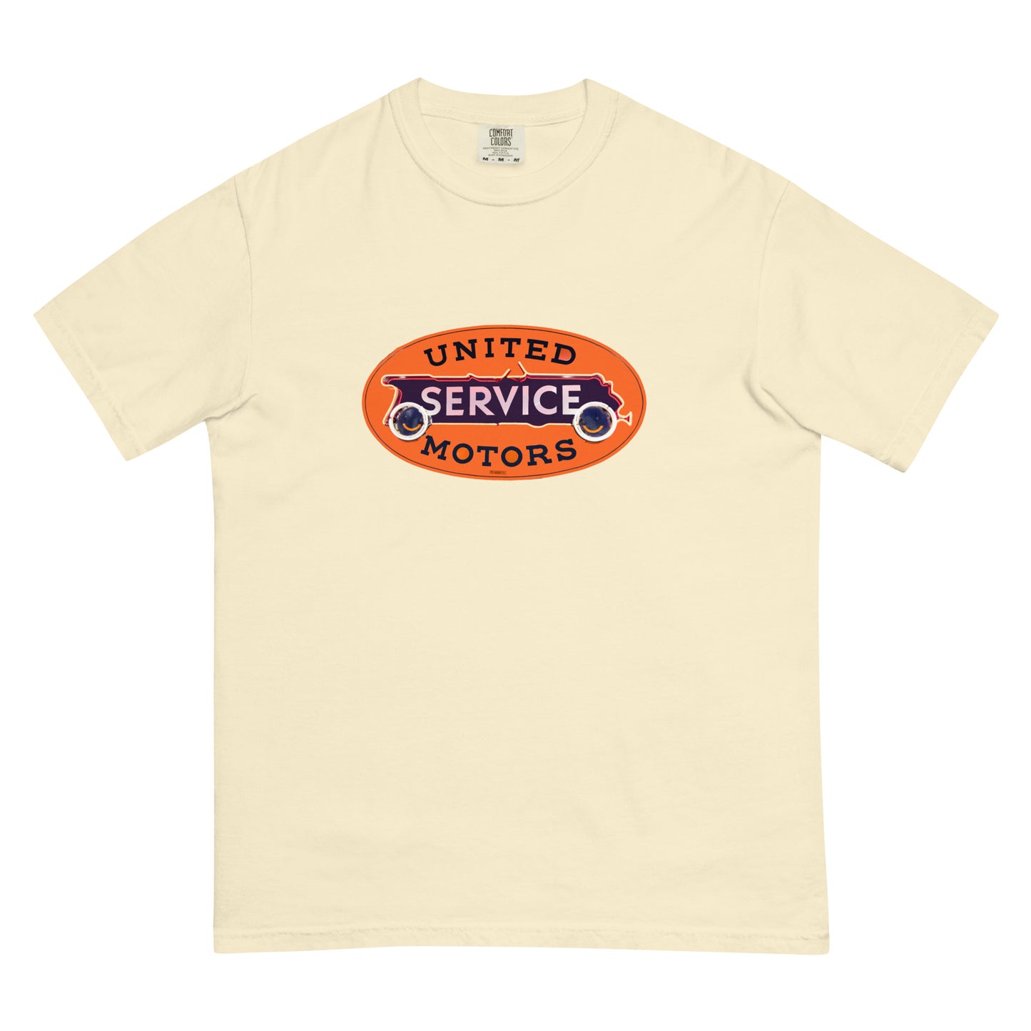 Vintage United Service Motor Neon Style Unlit Unisex garment-dyed heavyweight t-shirt