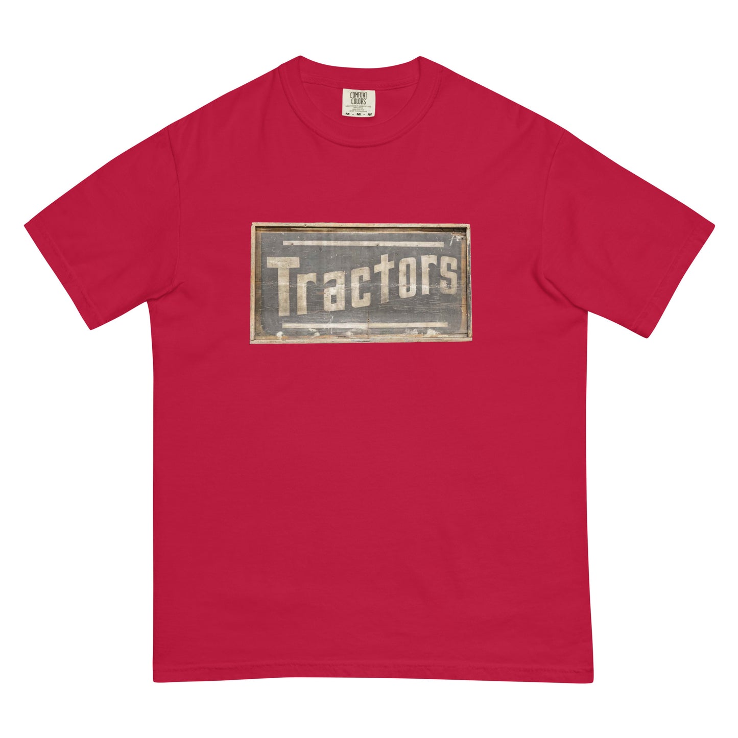 Retro Tractors Sign Wood Style Unisex garment-dyed heavyweight t-shirt