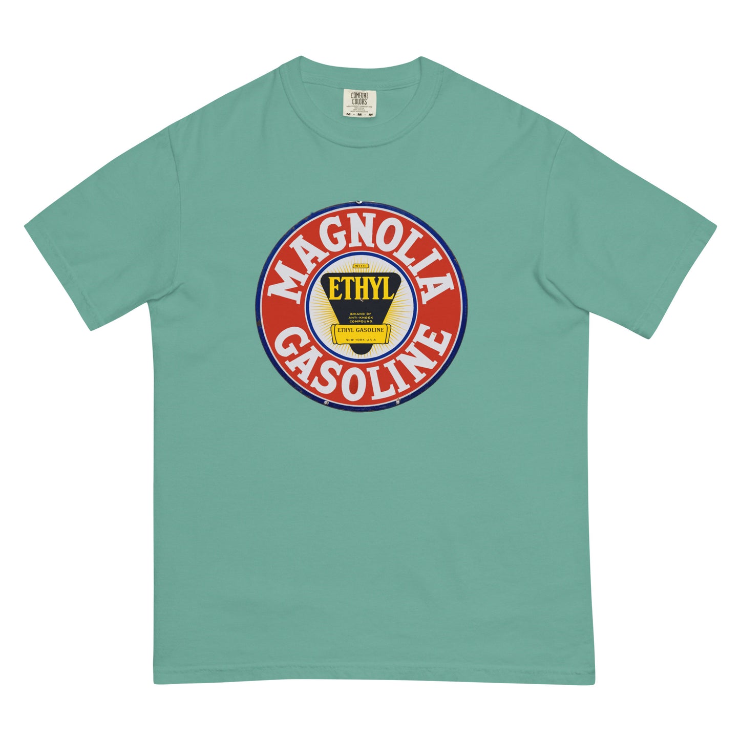 Retro Tin Gas Sign Magnolia Unisex garment-dyed heavyweight t-shirt