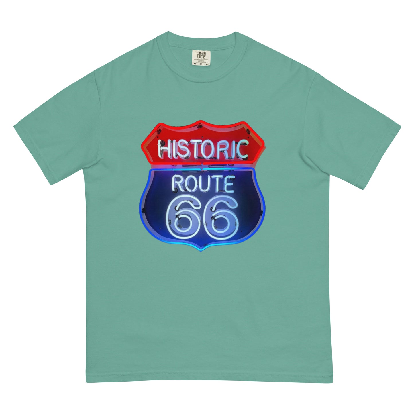 Vintage Route 66 Neon Style Unisex garment-dyed heavyweight t-shirt