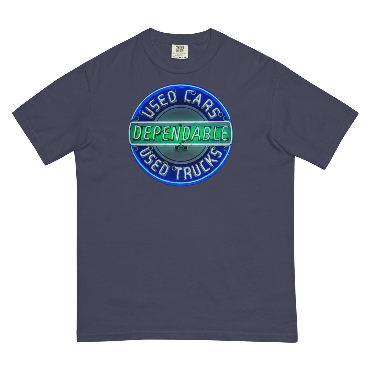 Retro Dependable Used Cars Neon Design Unisex garment-dyed heavyweight t-shirt