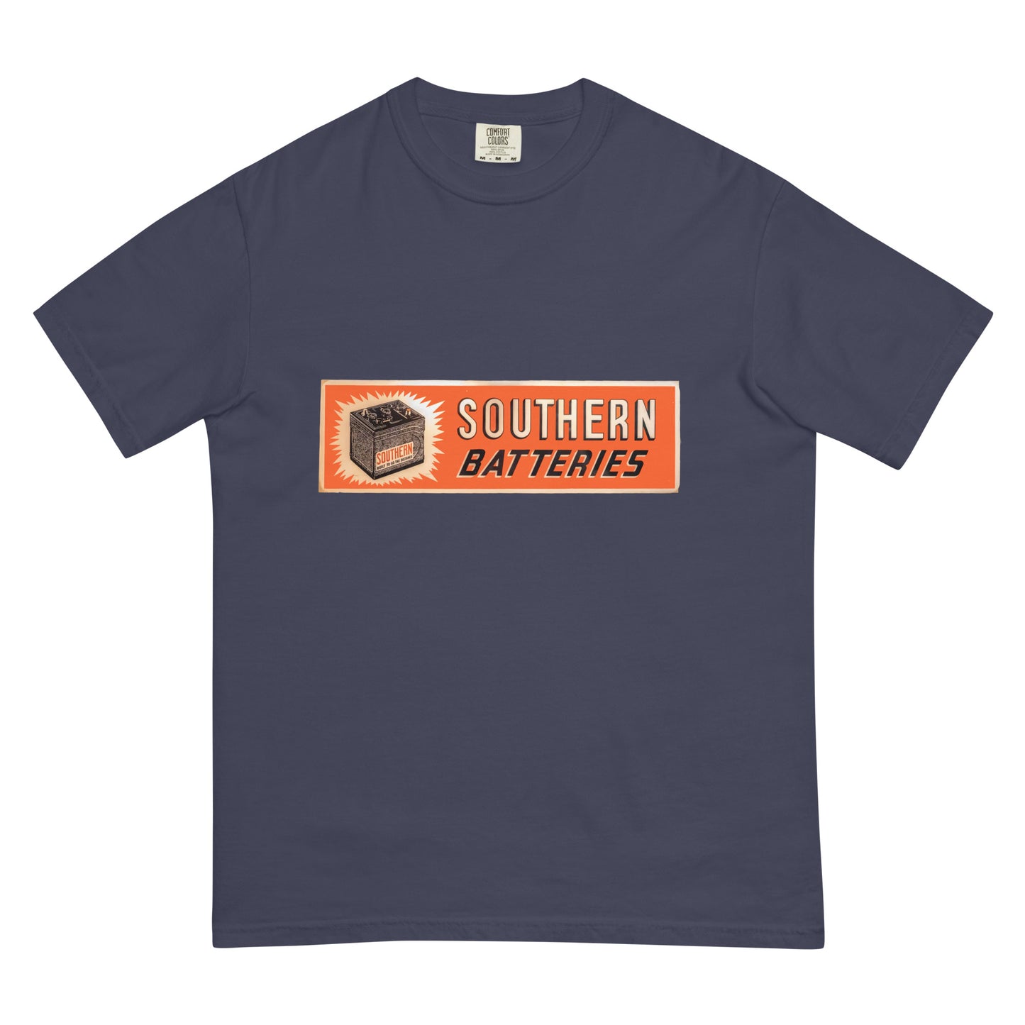 Retro National Battery Sign Patina Style Unisex garment-dyed heavyweight t-shirt