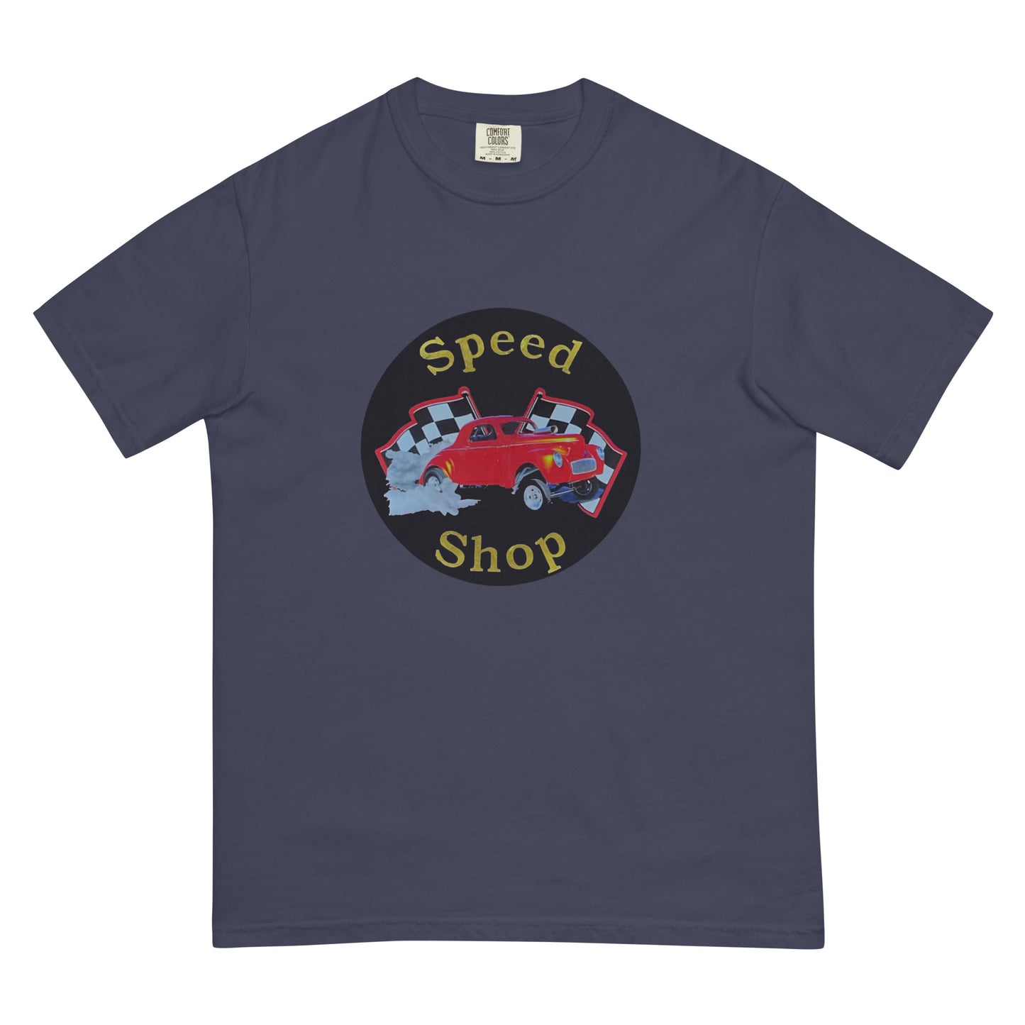 Retro Speed Shop Tin Style Unisex garment-dyed heavyweight t-shirt