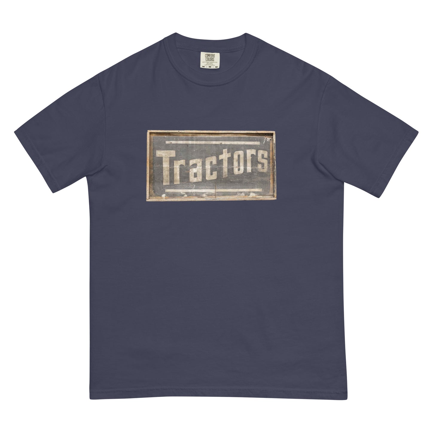 Retro Tractors Sign Wood Style Unisex garment-dyed heavyweight t-shirt