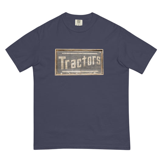 Retro Tractors Sign Wood Style Unisex garment-dyed heavyweight t-shirt