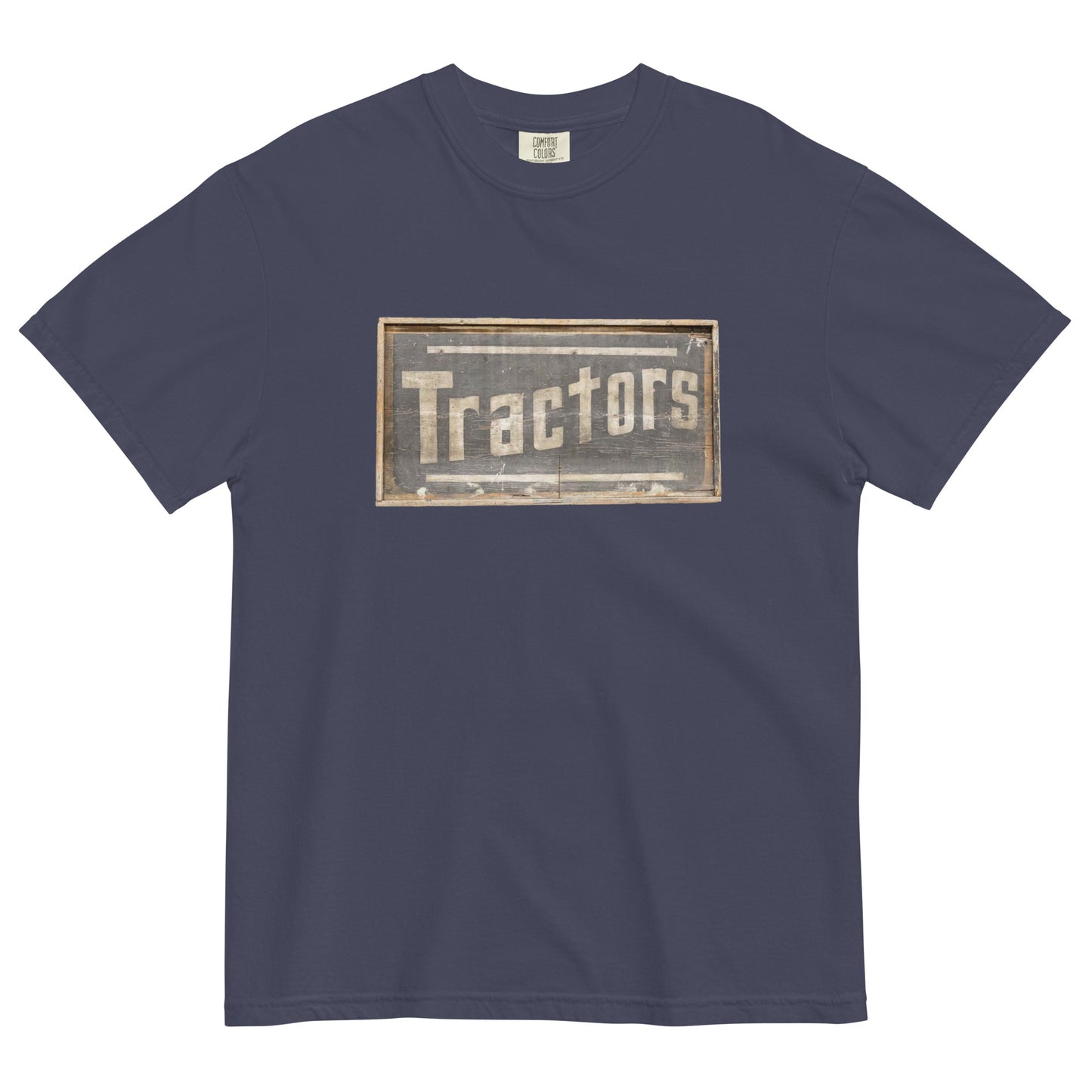 Retro Tractors Sign Wood Style Unisex garment-dyed heavyweight t-shirt