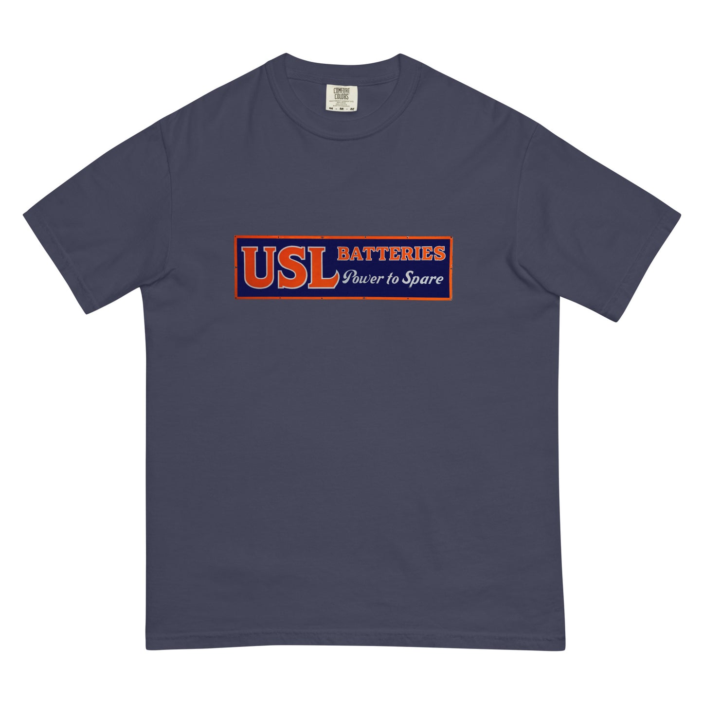 Retro USL Battery Tin Style Unisex garment-dyed heavyweight t-shirt