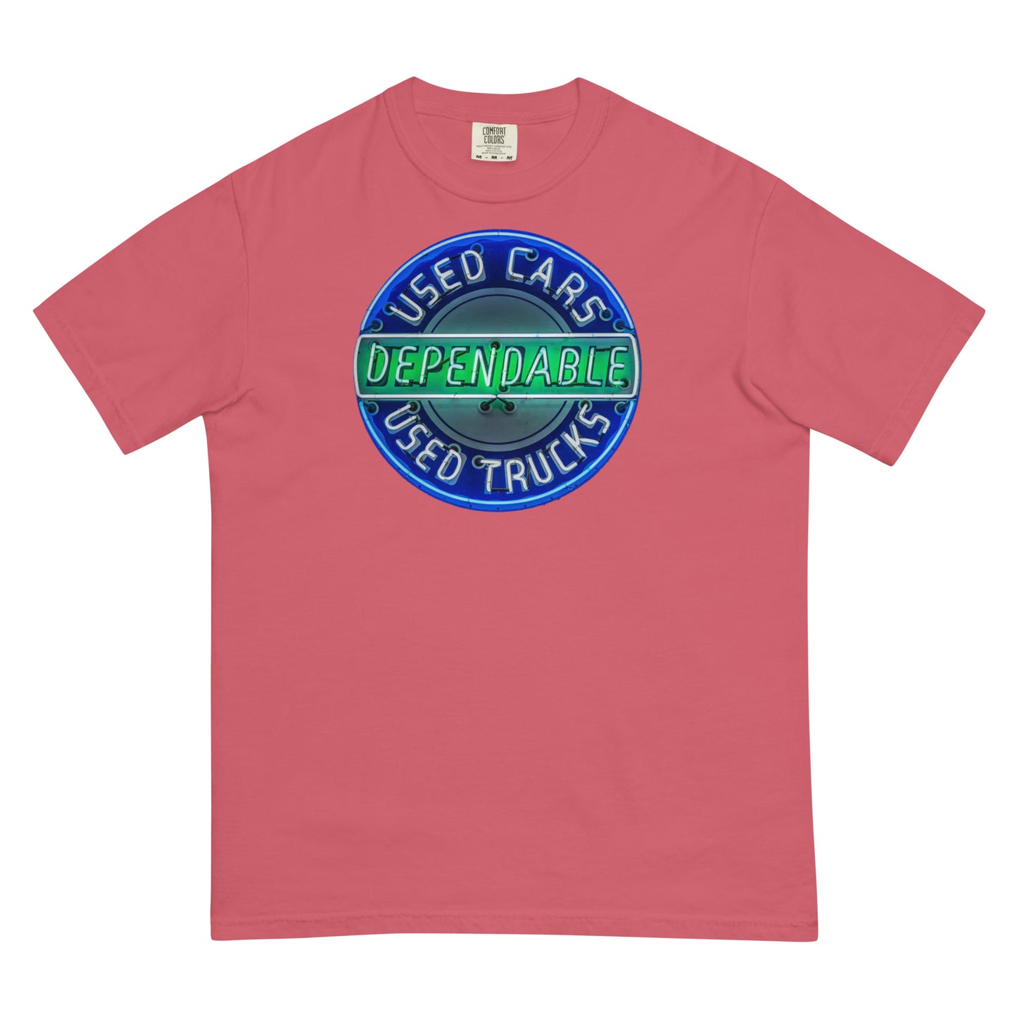 Retro Dependable Used Cars Neon Design Unisex garment-dyed heavyweight t-shirt