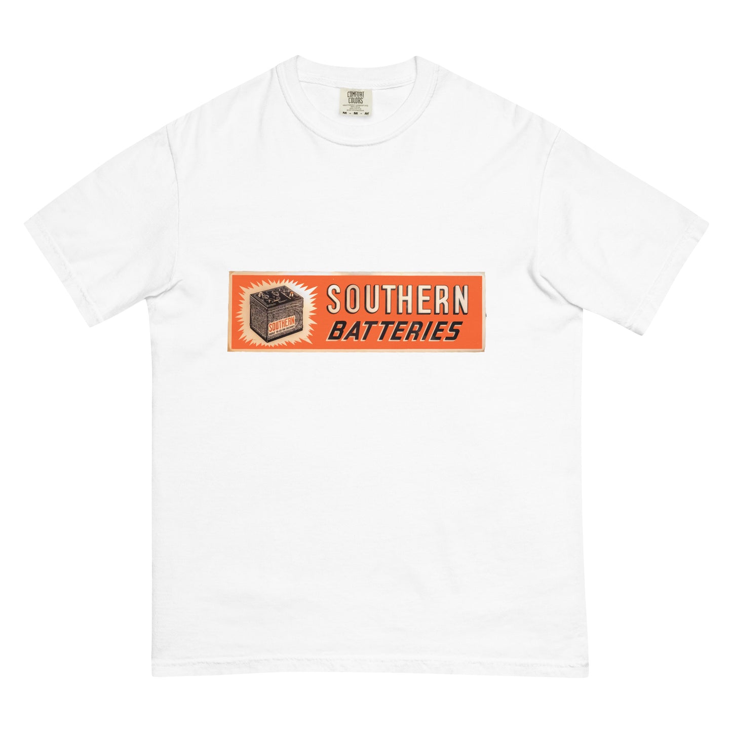 Retro National Battery Sign Patina Style Unisex garment-dyed heavyweight t-shirt