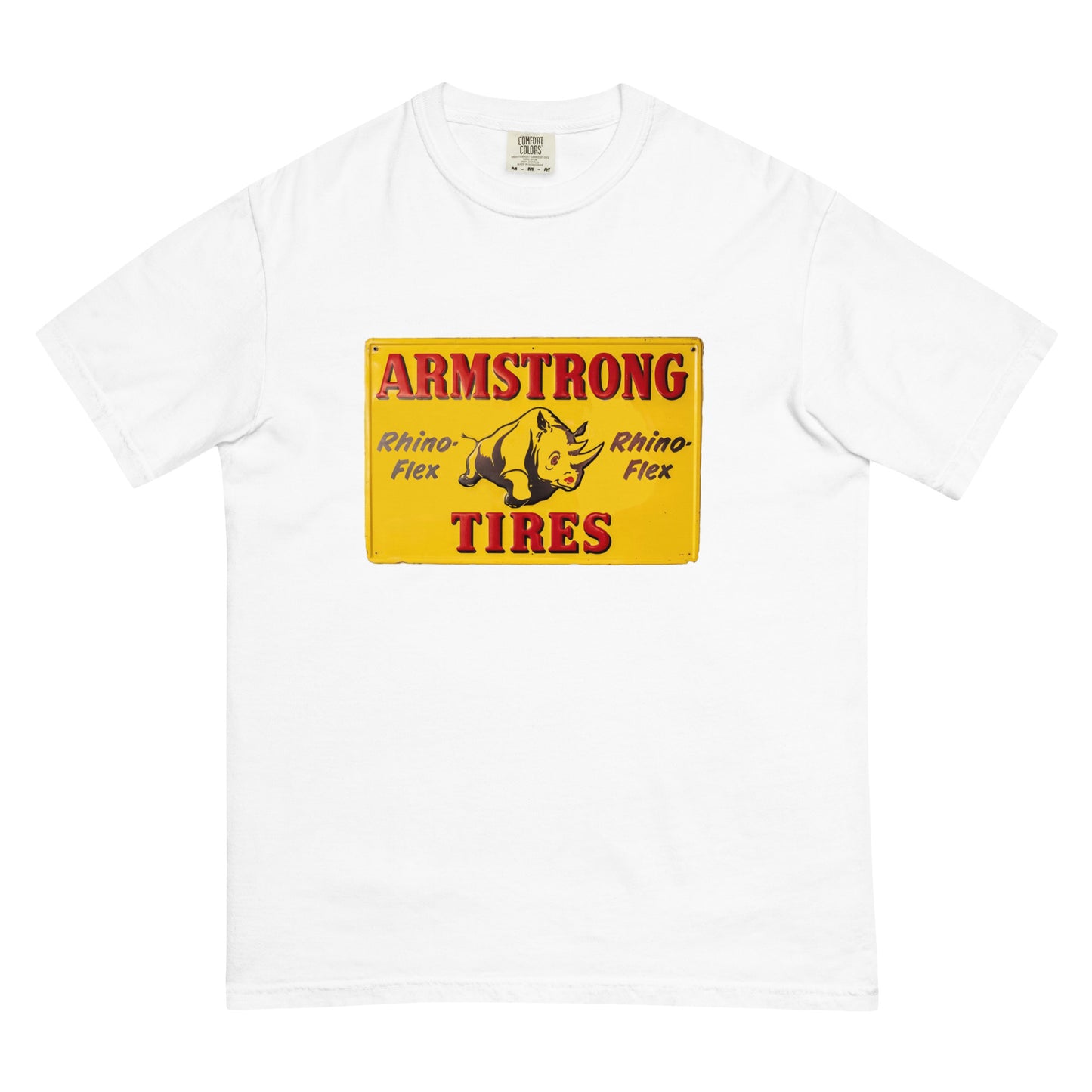 Retro Rhino Tire Sign Tin Style Unisex garment-dyed heavyweight t-shirt