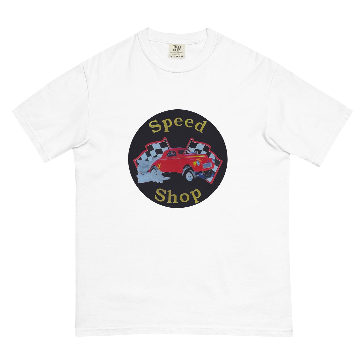 Retro Speed Shop Tin Style Unisex garment-dyed heavyweight t-shirt