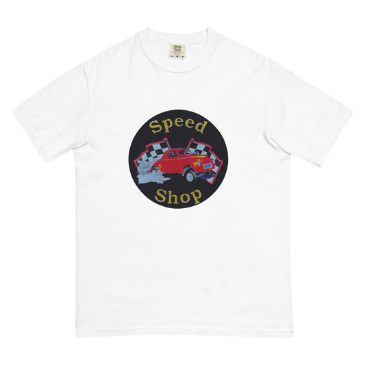 Retro Speed Shop Tin Style Unisex garment-dyed heavyweight t-shirt