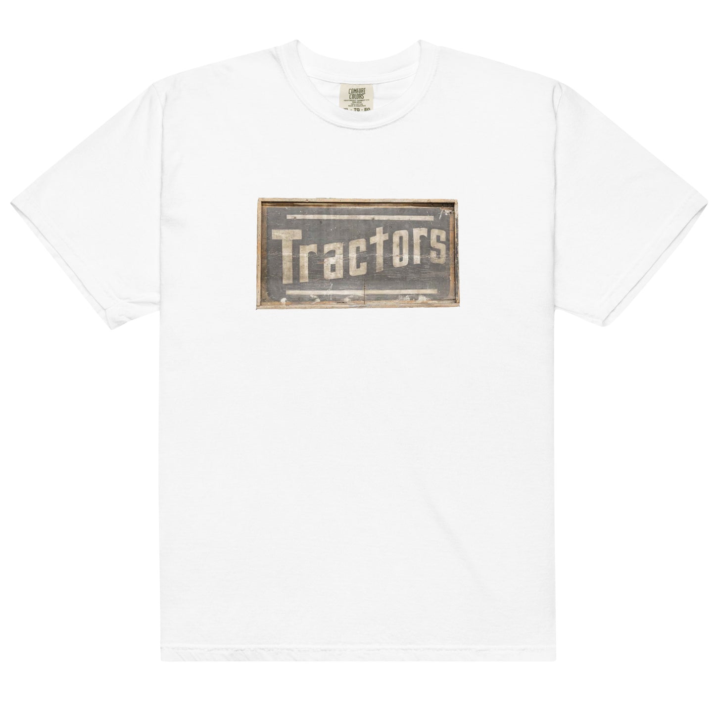 Retro Tractors Sign Wood Style Unisex garment-dyed heavyweight t-shirt