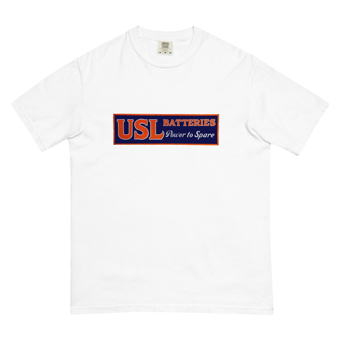 Retro USL Battery Tin Style Unisex garment-dyed heavyweight t-shirt