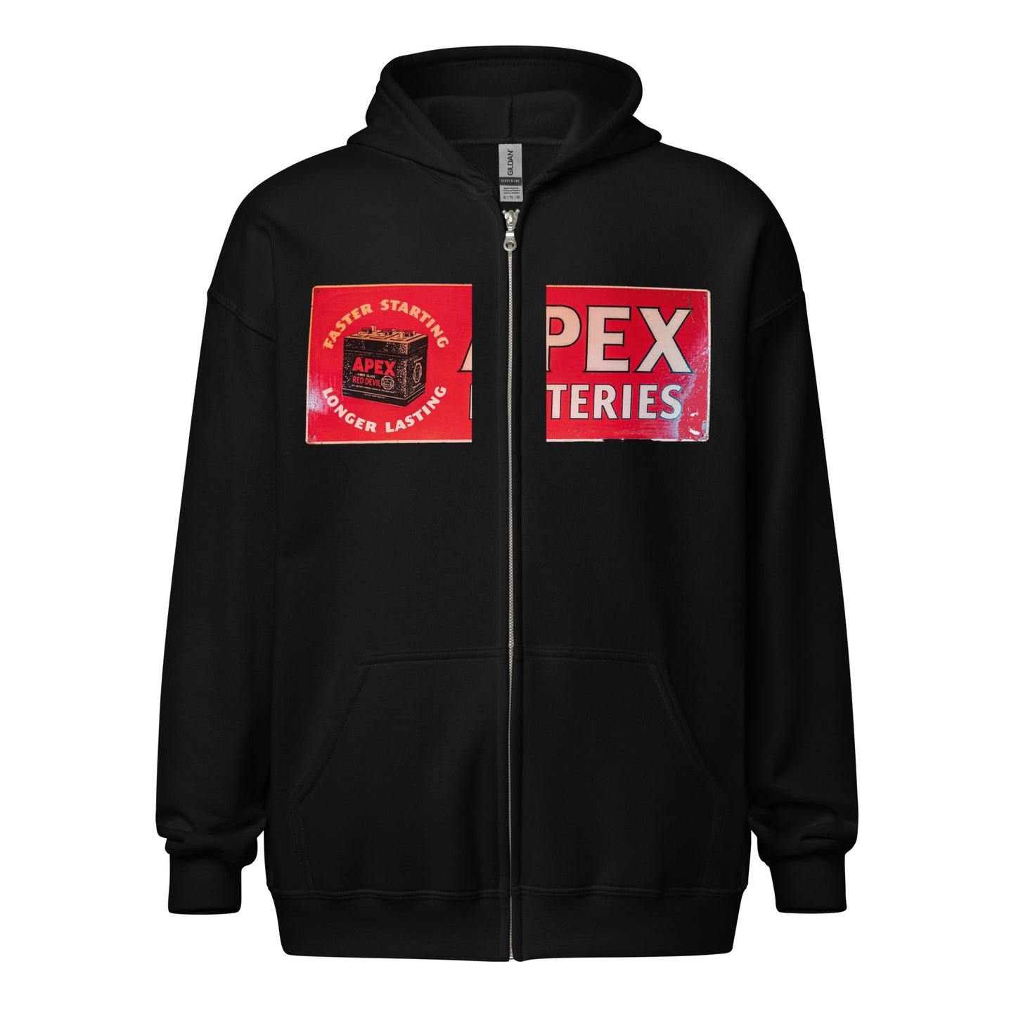 Apex Batteries Retro Tin Style Unisex heavy blend zip hoodie