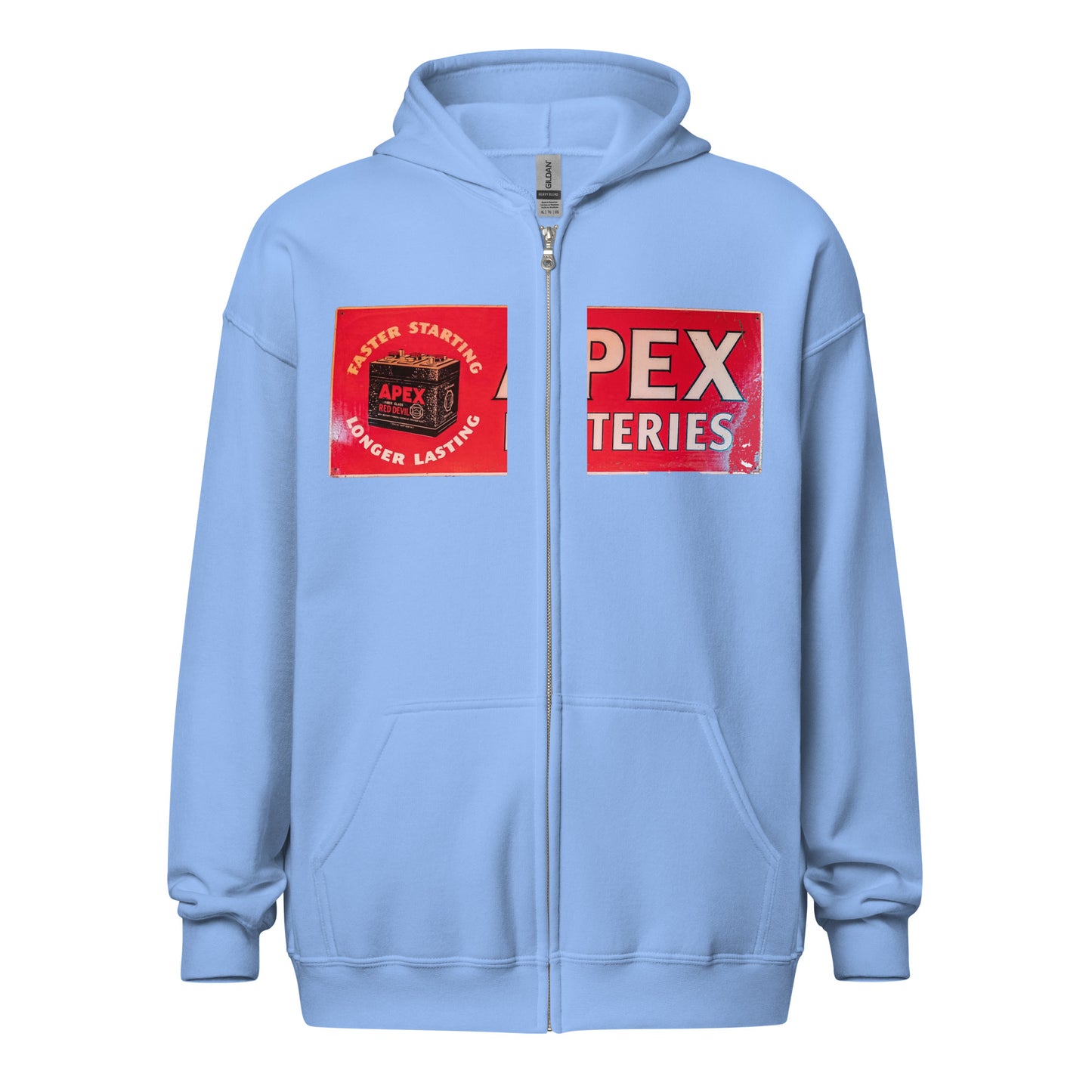 Apex Batteries Retro Tin Style Unisex heavy blend zip hoodie