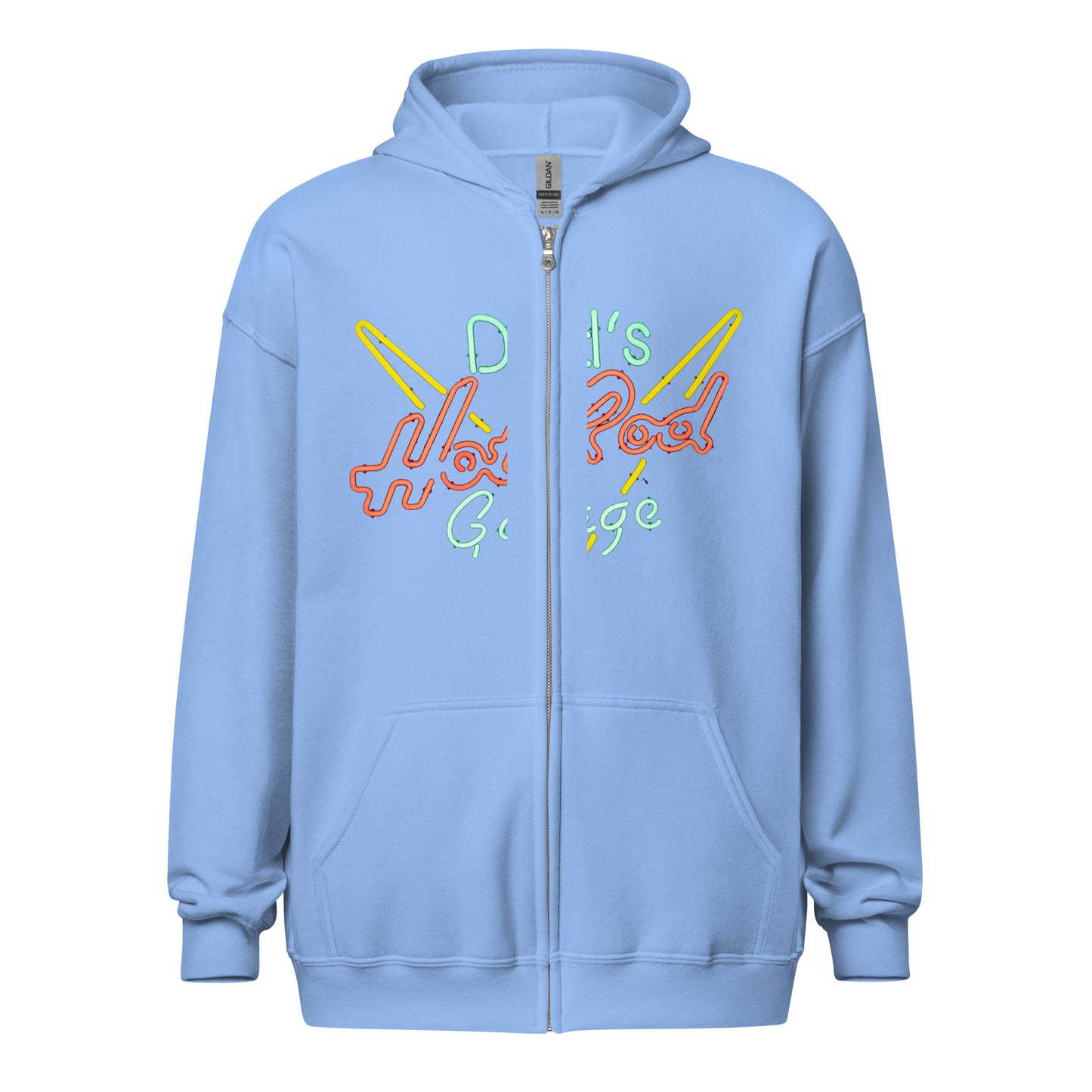 Dads Hot Rod Garage Retro Neon Sign Splatter Design Unisex heavy blend zip hoodie