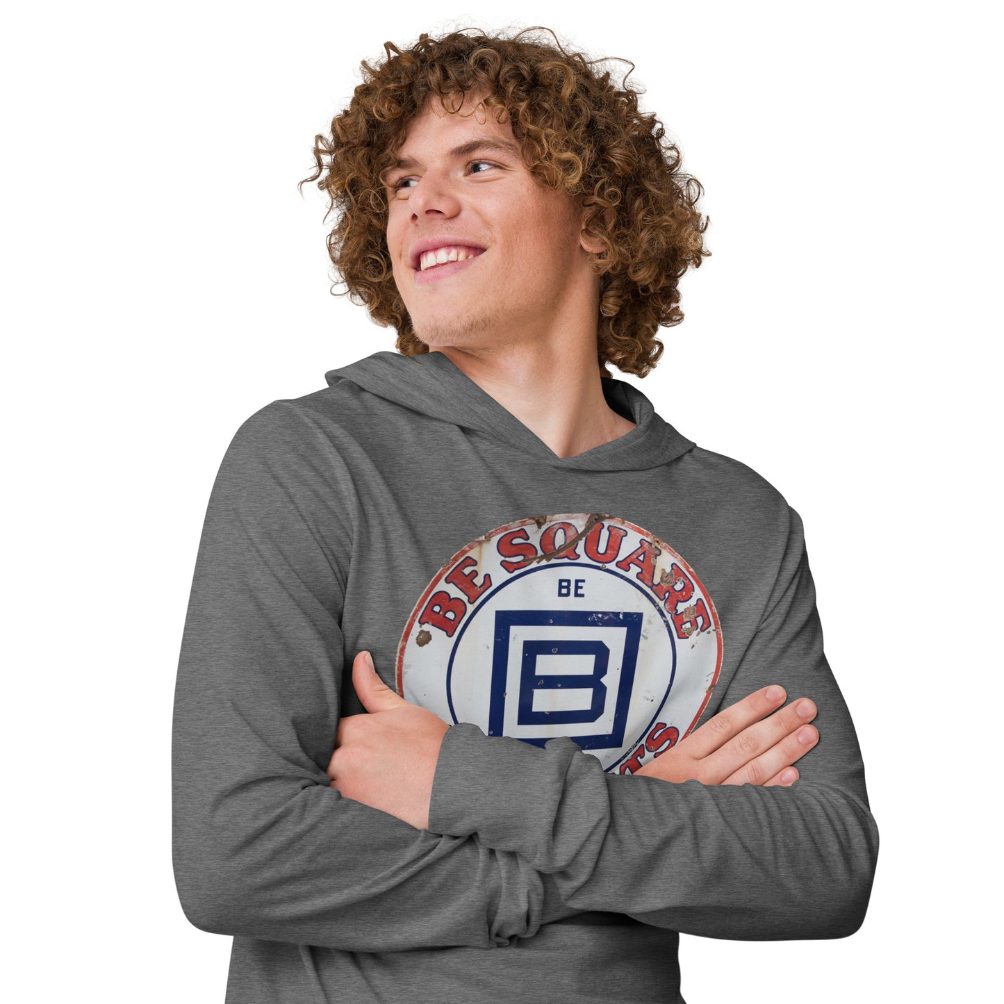 B Square Design Porcelain Hooded long-sleeve tee