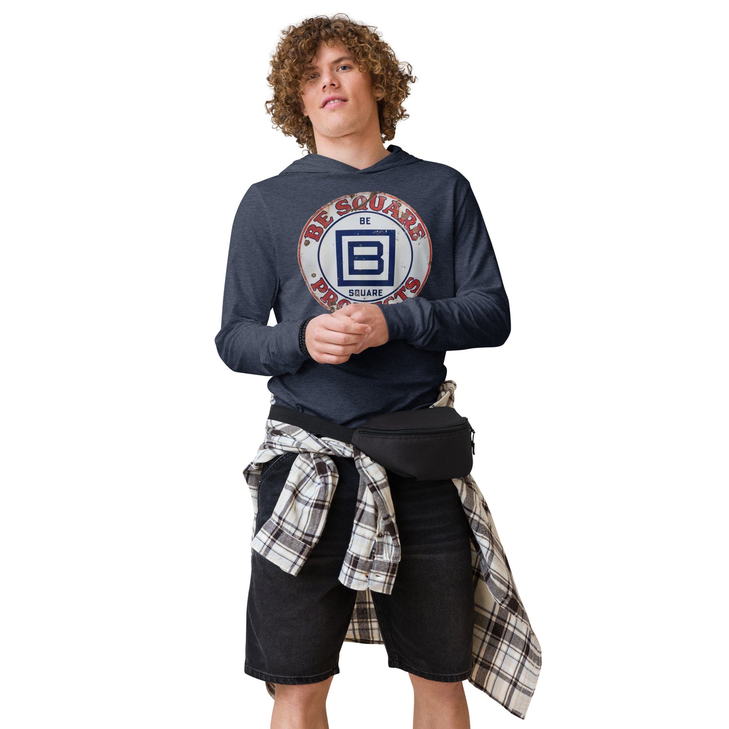 B Square Design Porcelain Hooded long-sleeve tee