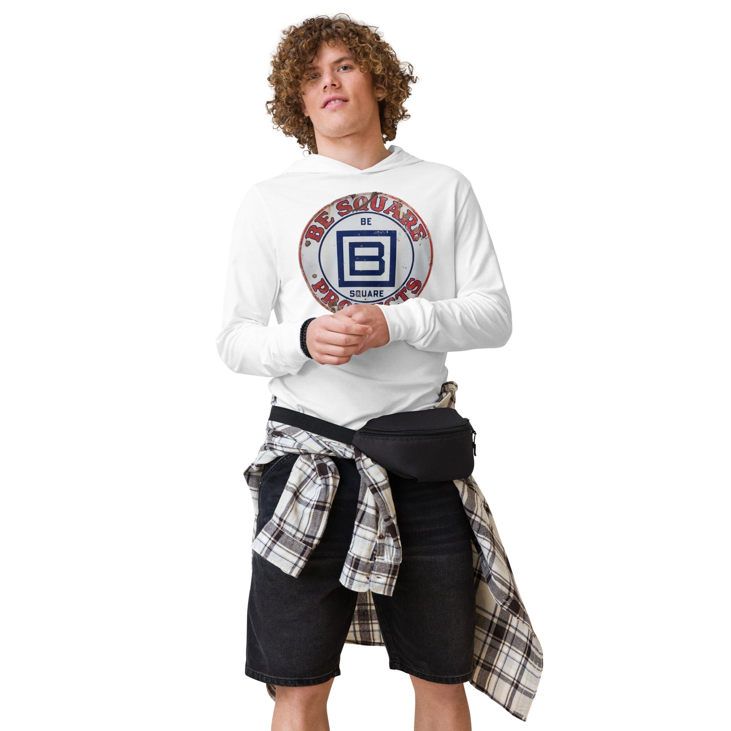 B Square Design Porcelain Hooded long-sleeve tee