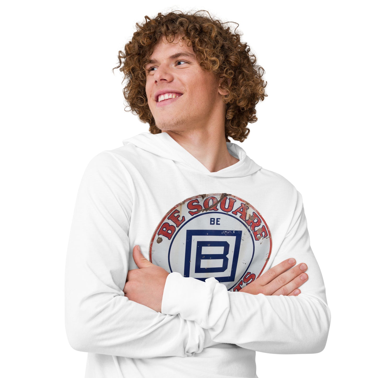 B Square Design Porcelain Hooded long-sleeve tee