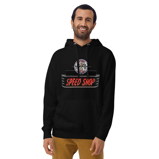 Vintage Neon Speed Shop Sign Unisex Hoodie