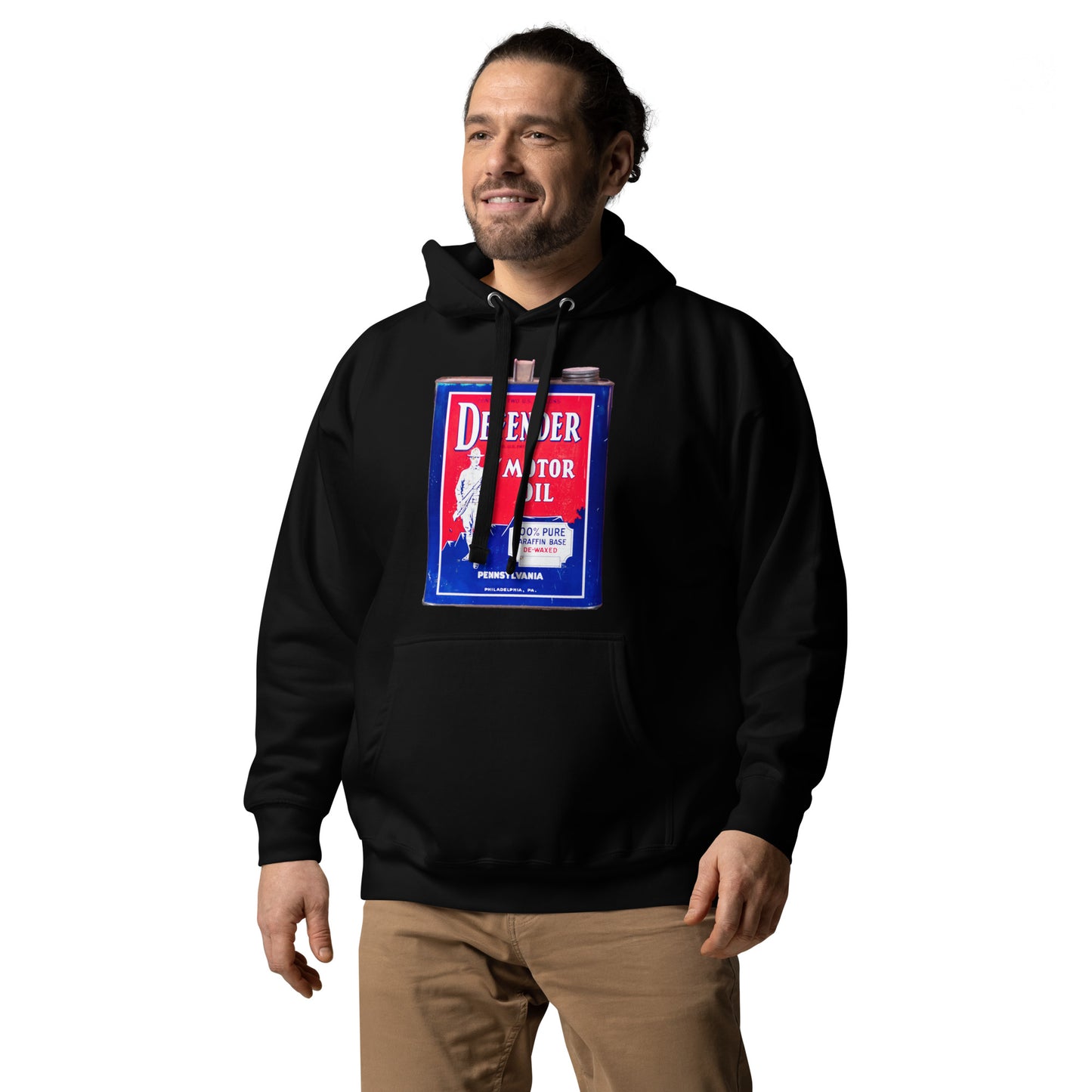 Vintage Defender Oil Steel Can Design Unisex Hoodie