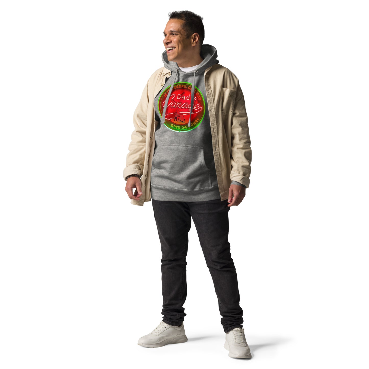 Dads Garage Retro Neon Sign Unisex Hoodie