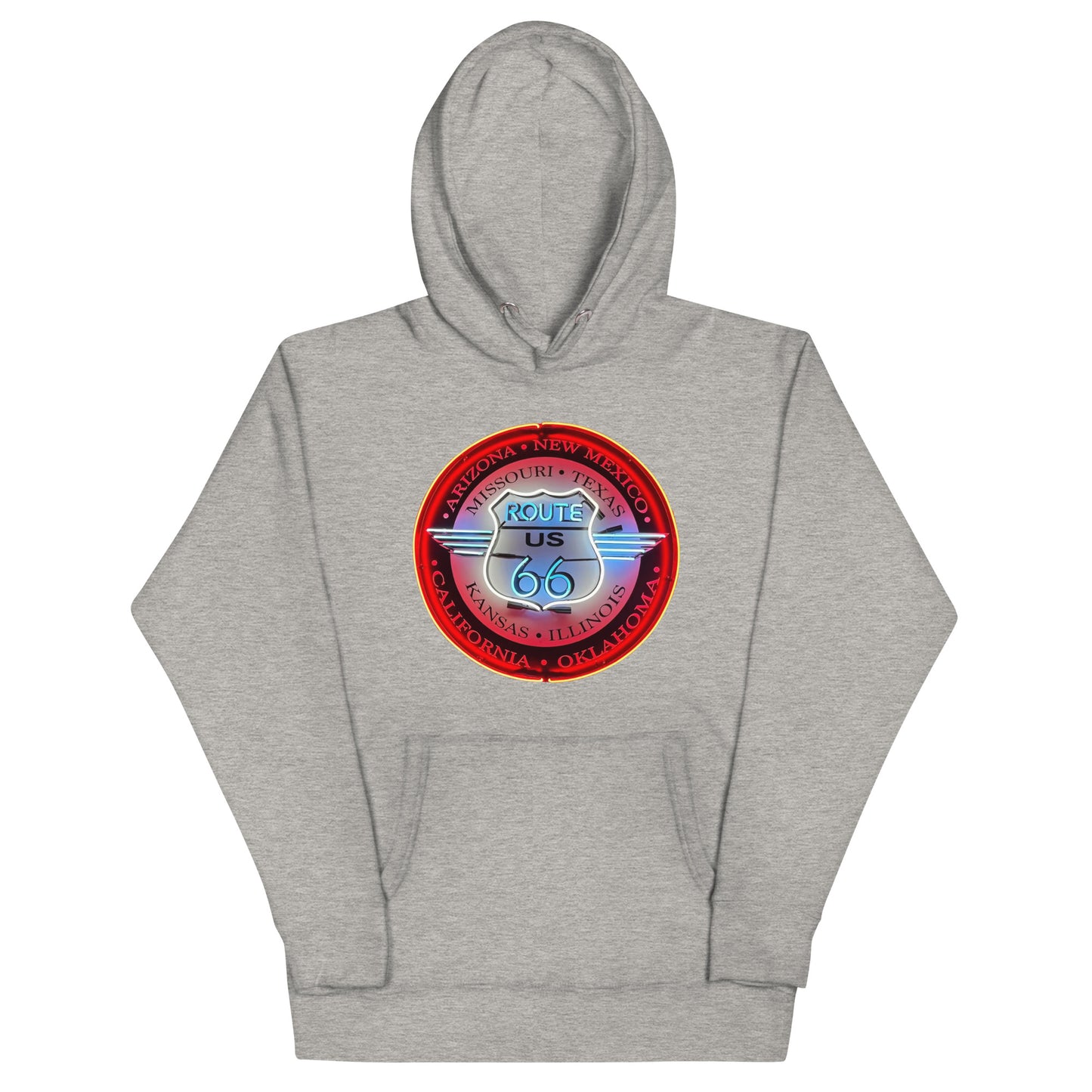 Vintage Route 66 Neon Style Lit Unisex Hoodie