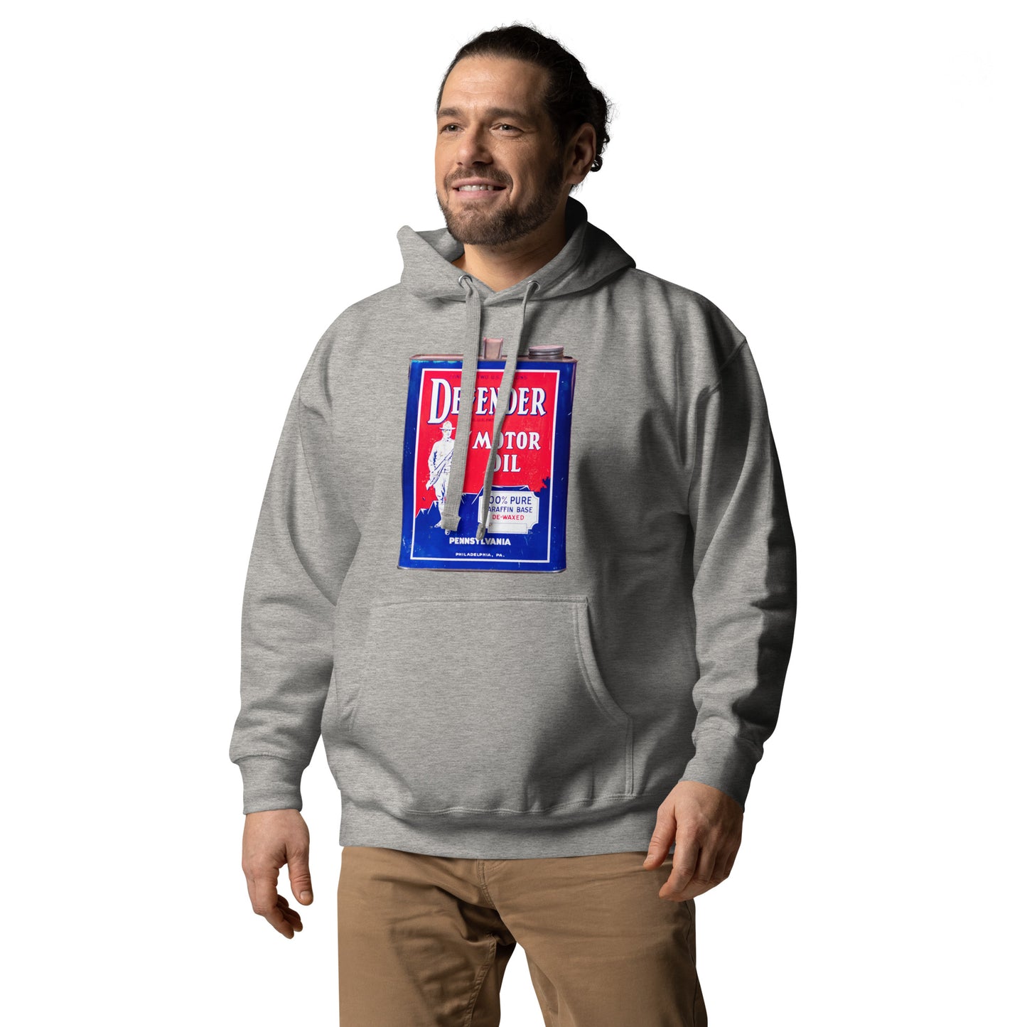 Vintage Defender Oil Steel Can Design Unisex Hoodie