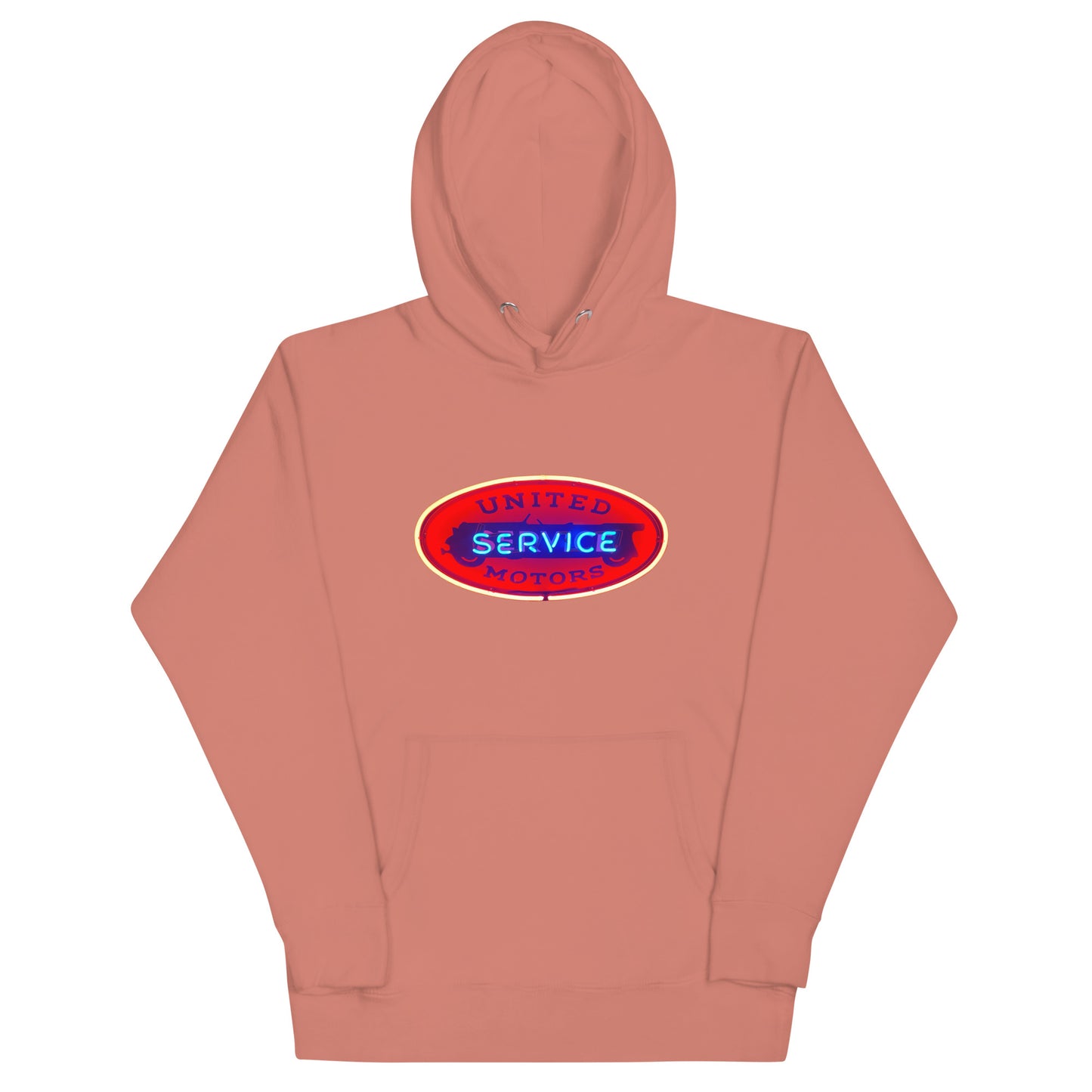 Vintage United Service Motor Neon Style Lit Unisex Hoodie