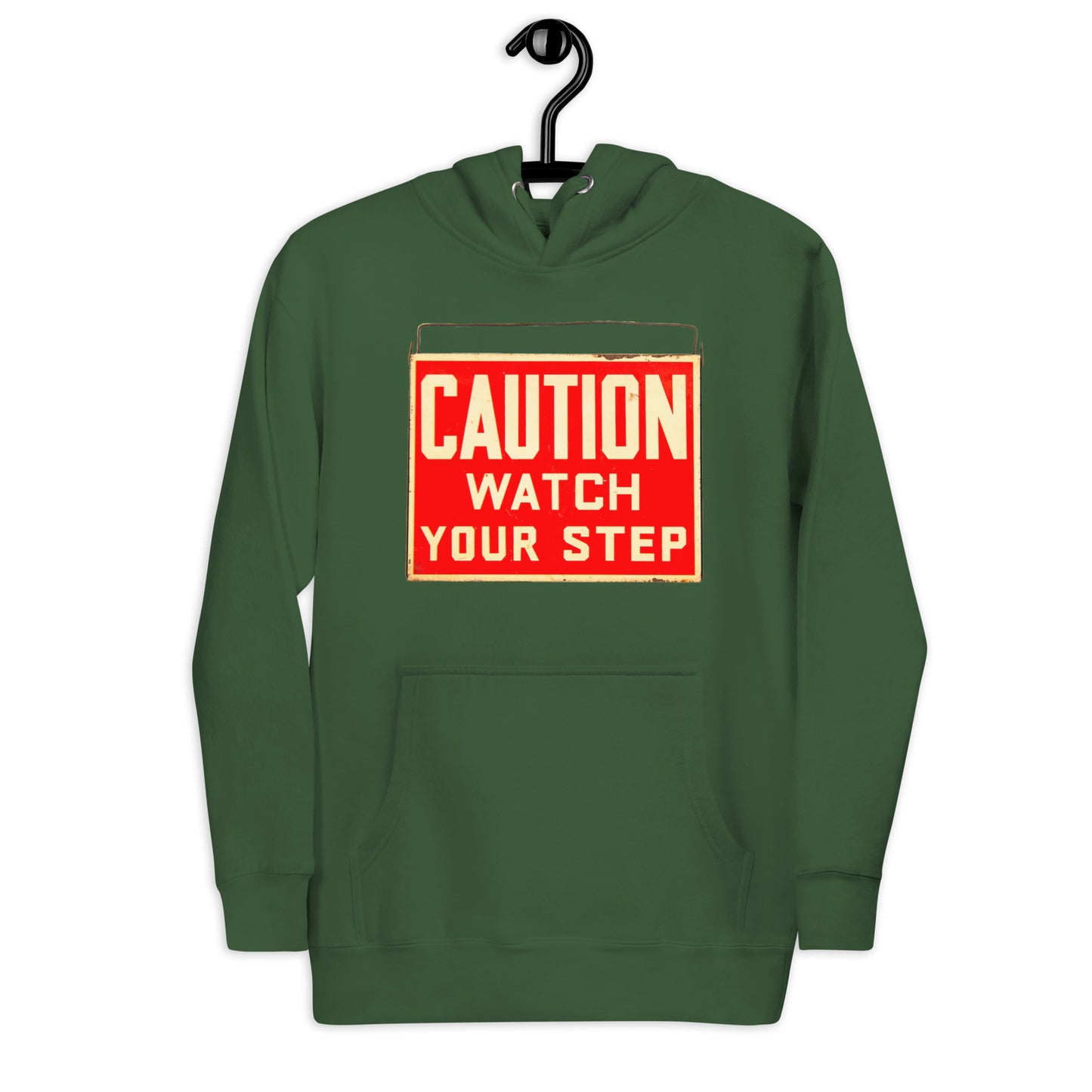 Vintage Wire Hung Caution Sign Unisex Hoodie